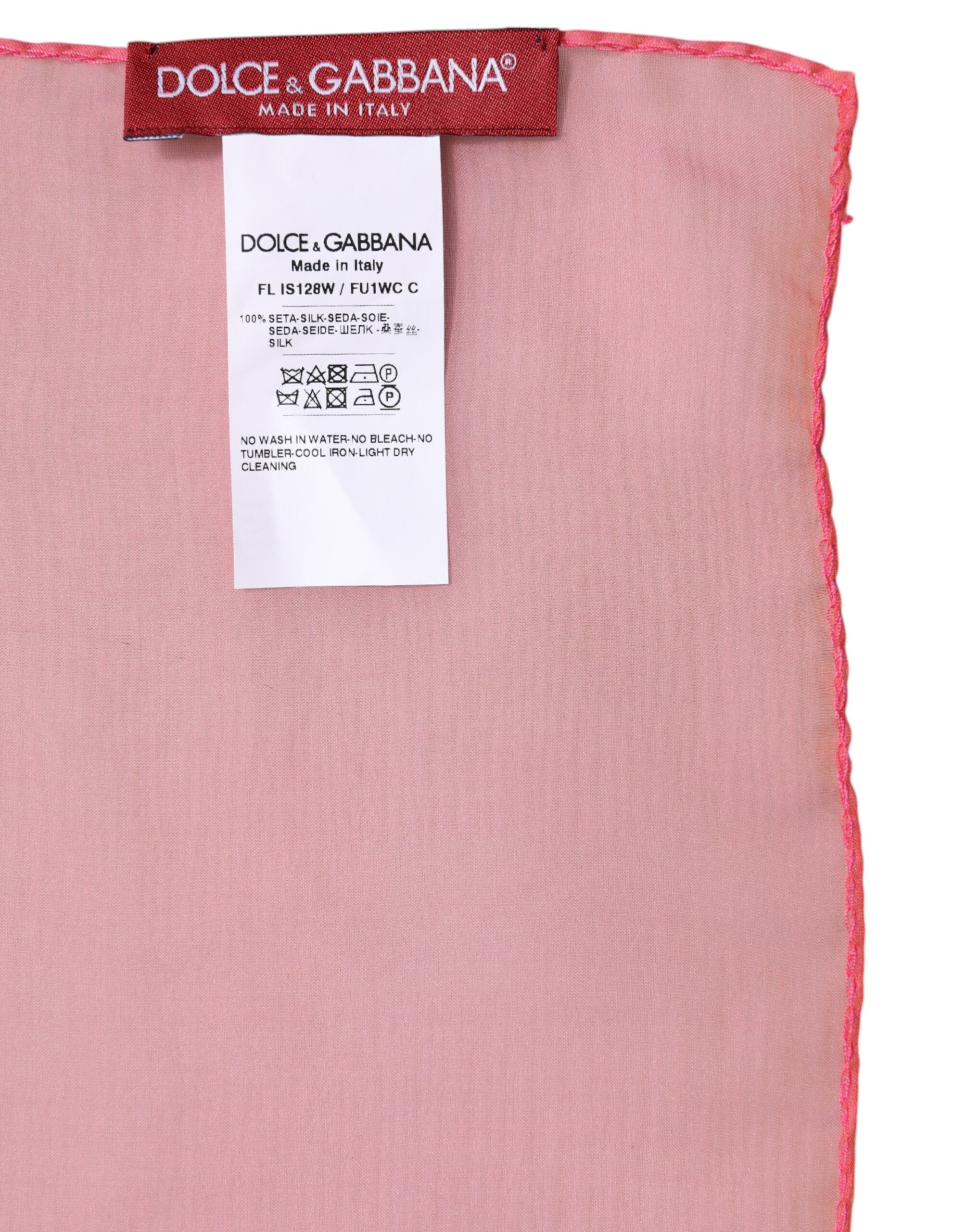 Dolce & Gabbana Pink Silk Rectangle Women's Wrap Scarf-4