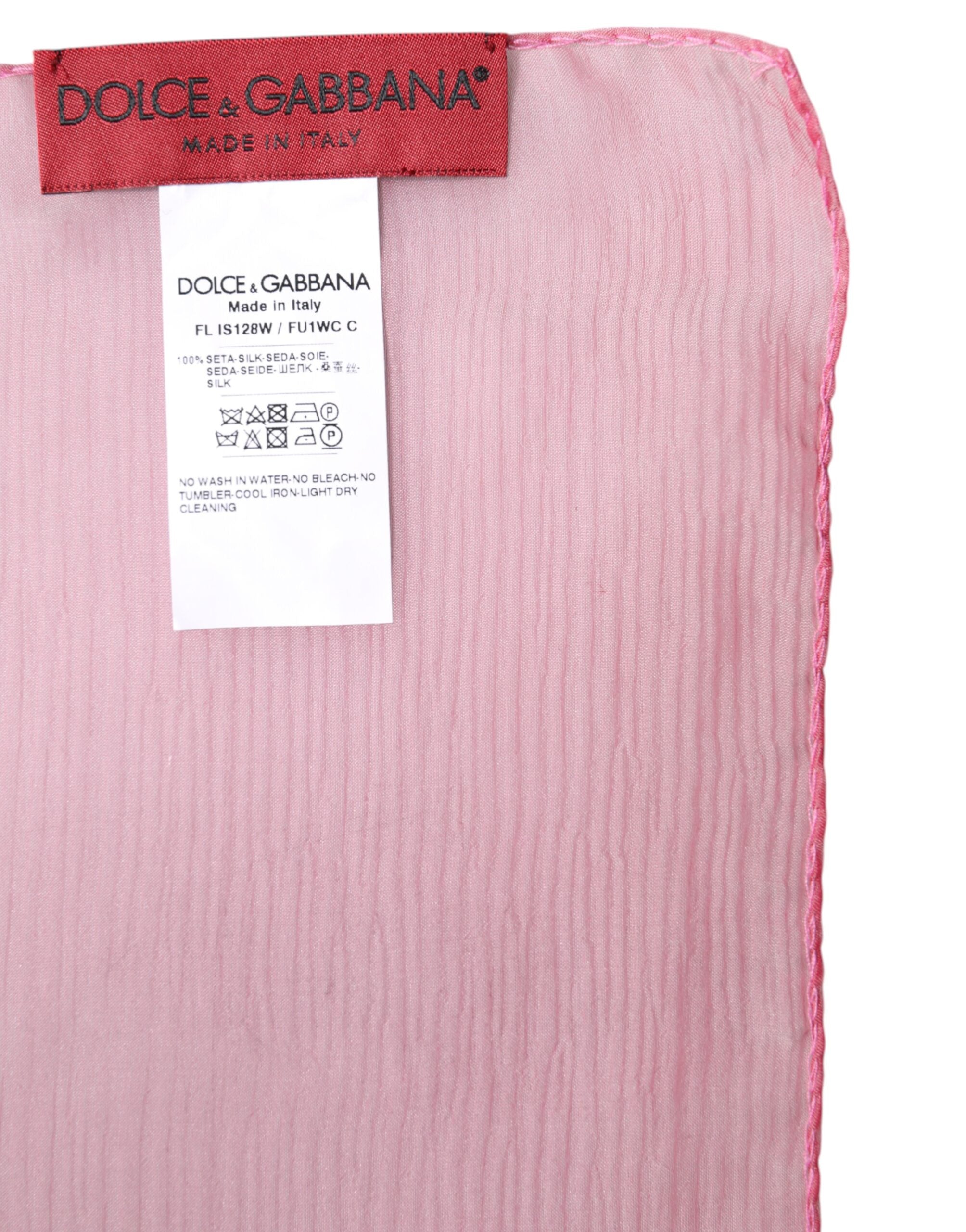 Dolce & Gabbana Pink Silk Rectangle Women's Wrap Scarf-5