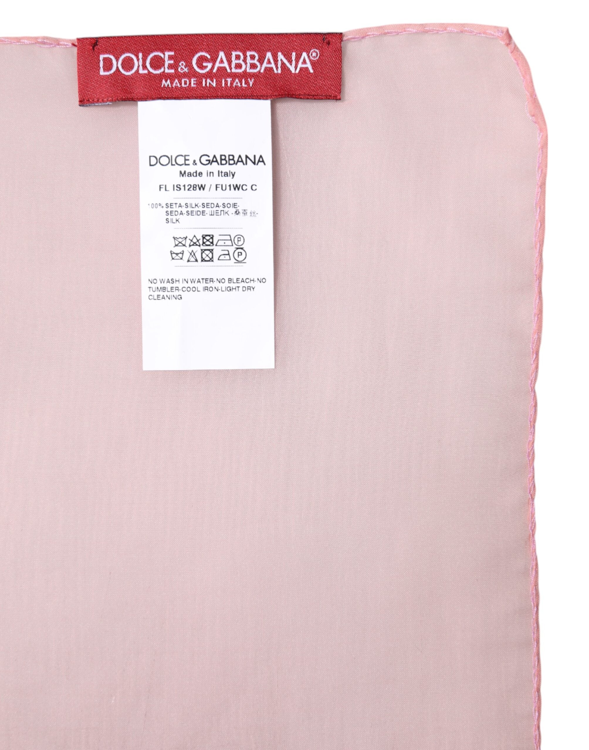 Bufanda cruzada rectangular de seda rosa de Dolce & Gabbana para mujer-6