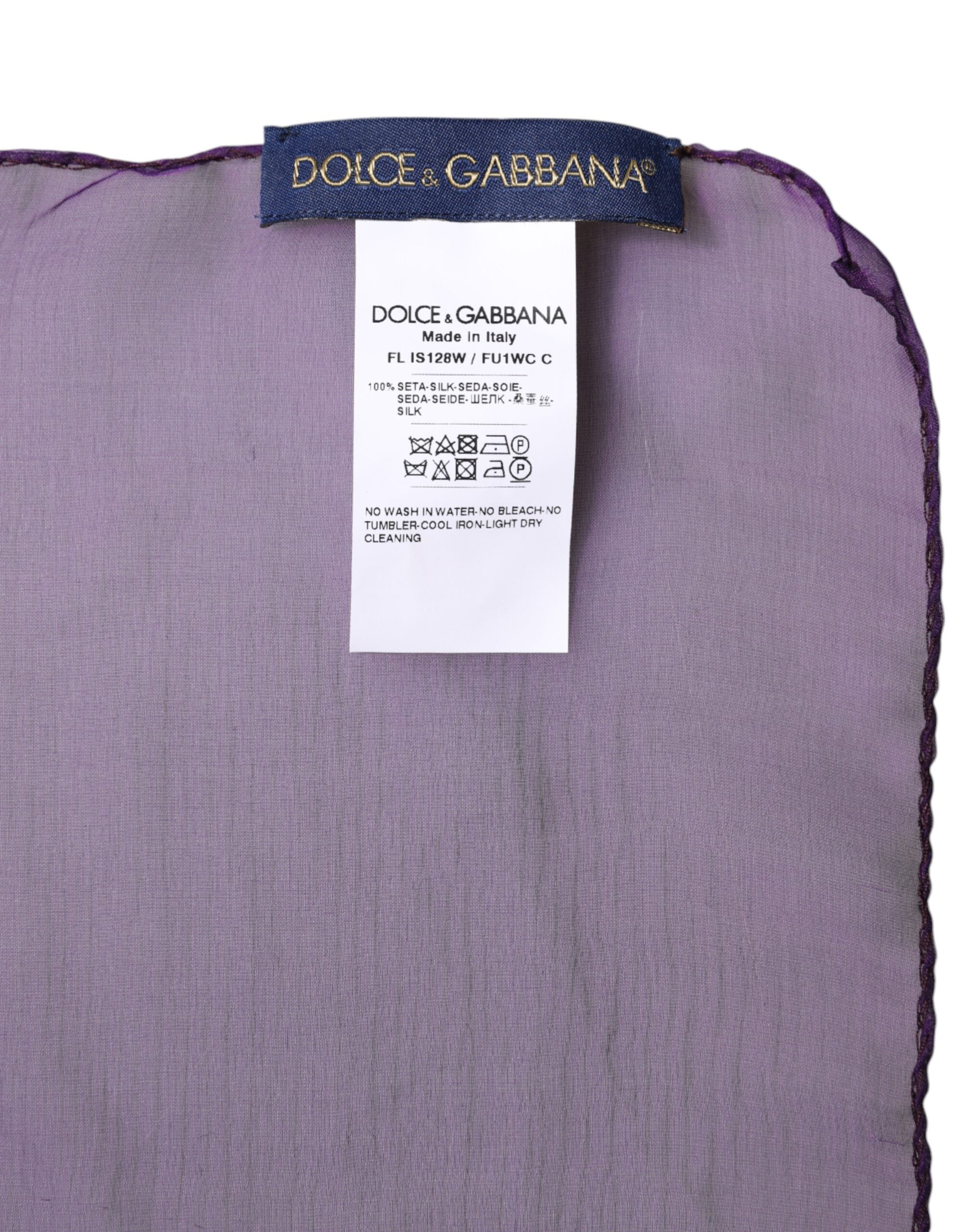 Pañuelo rectangular de seda morado de Dolce & Gabbana-5