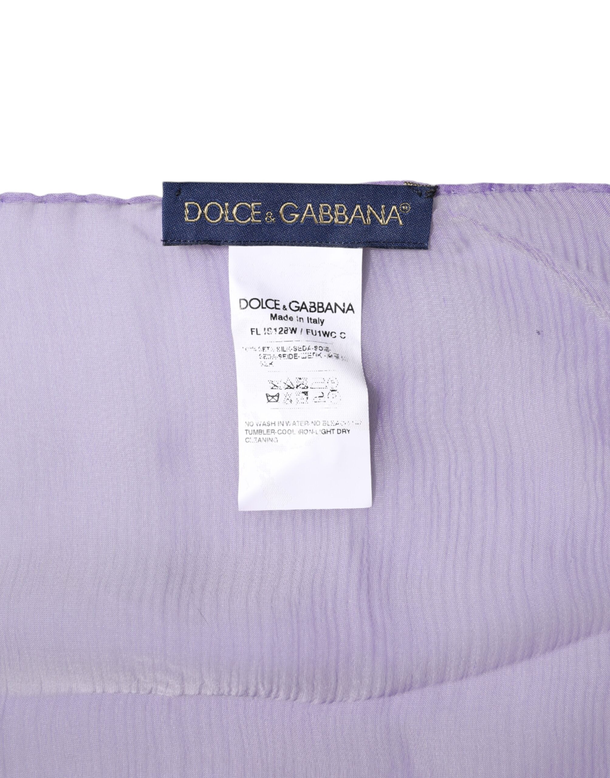 Pañuelo rectangular de seda morado de Dolce & Gabbana-6