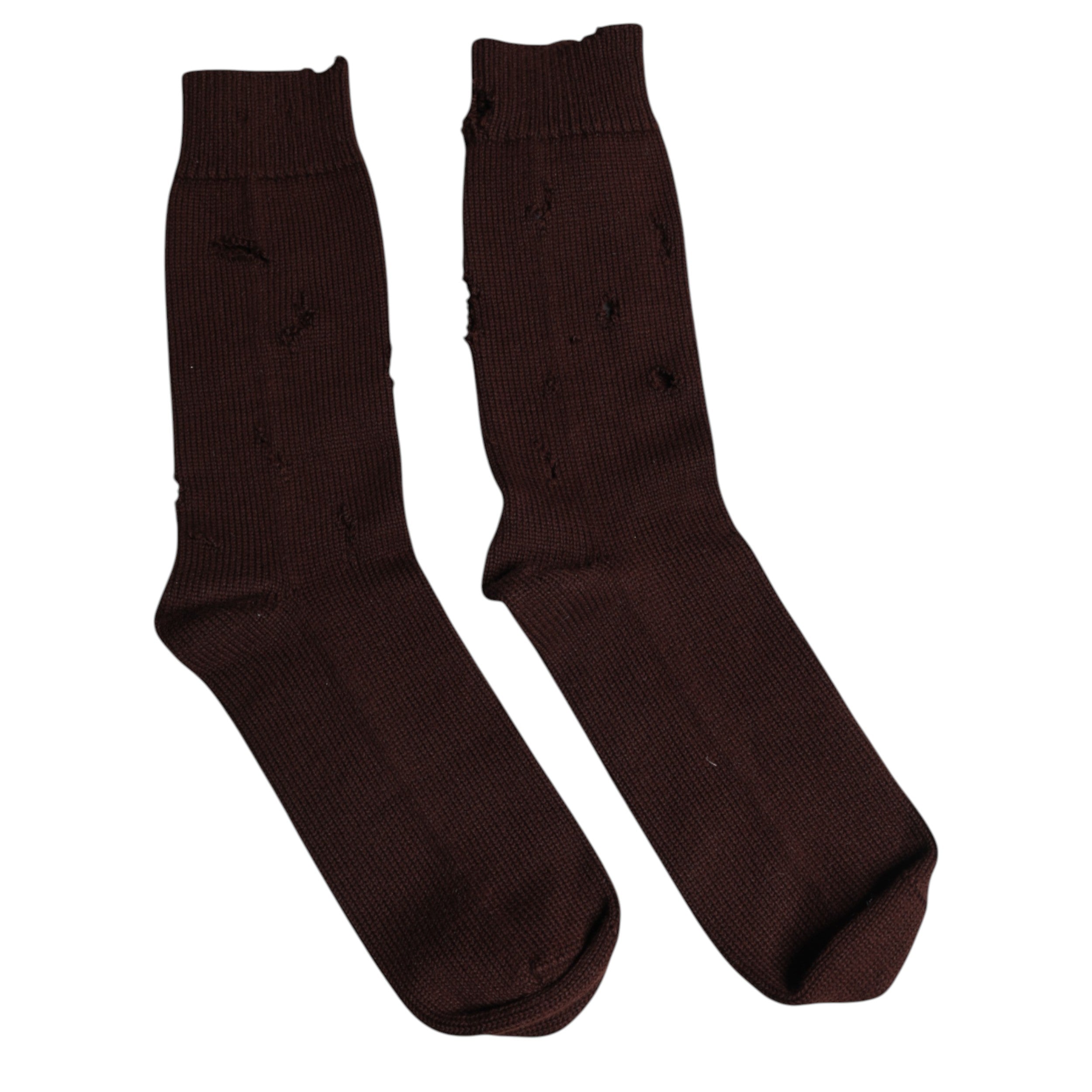 Dolce & Gabbana Brown Solid Cotton Stretch Mid Calf Socks-3