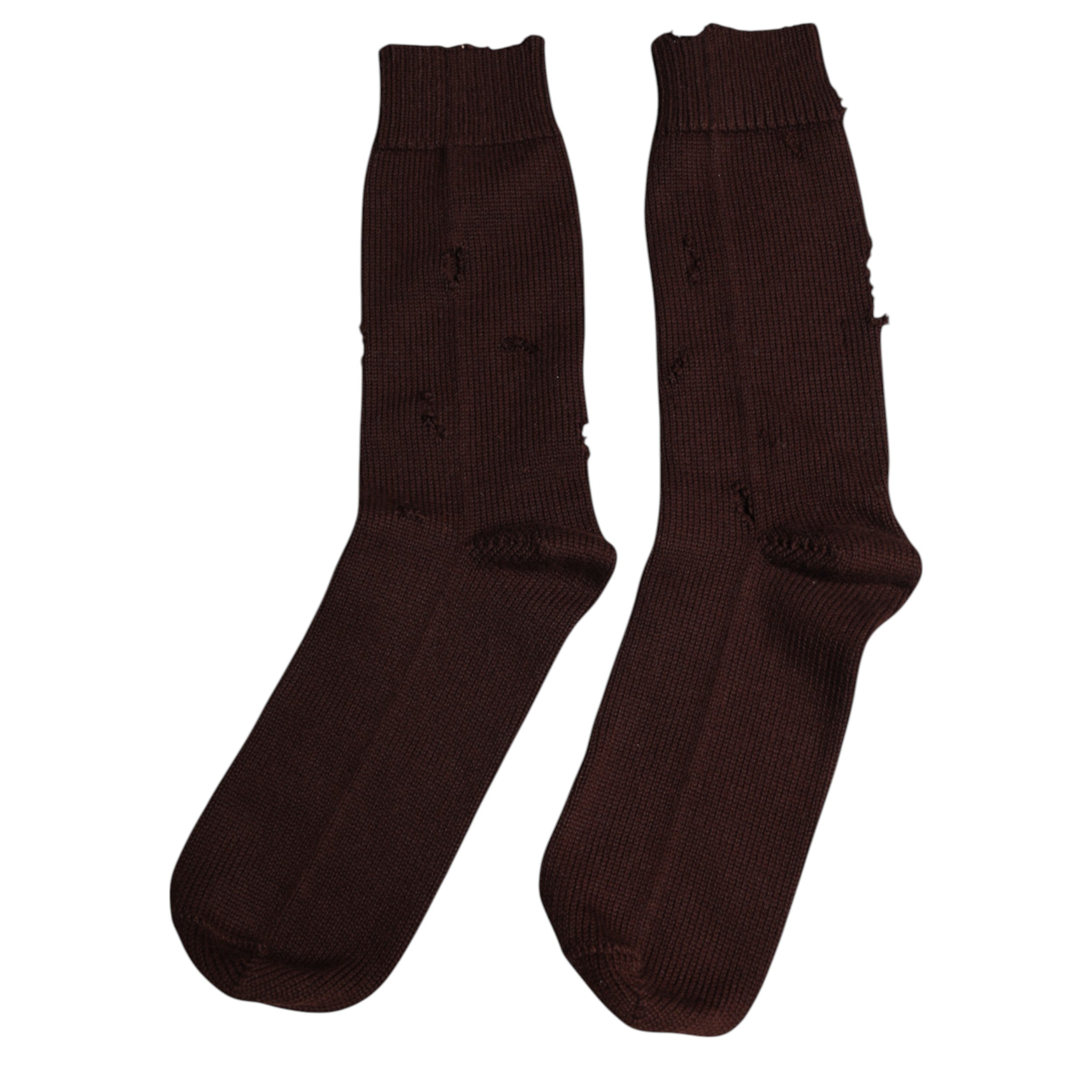 Dolce & Gabbana Brown Solid Cotton Stretch Mid Calf Socks-5