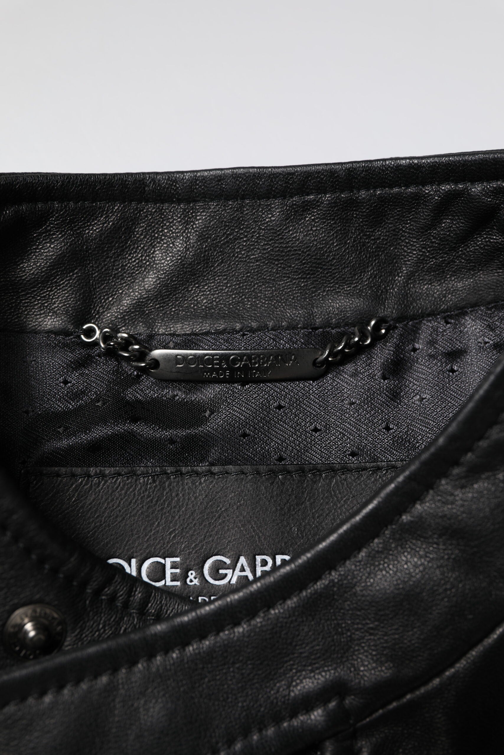 Dolce & Gabbana Black Sheep Leather Biker Full Zip Jacket-6