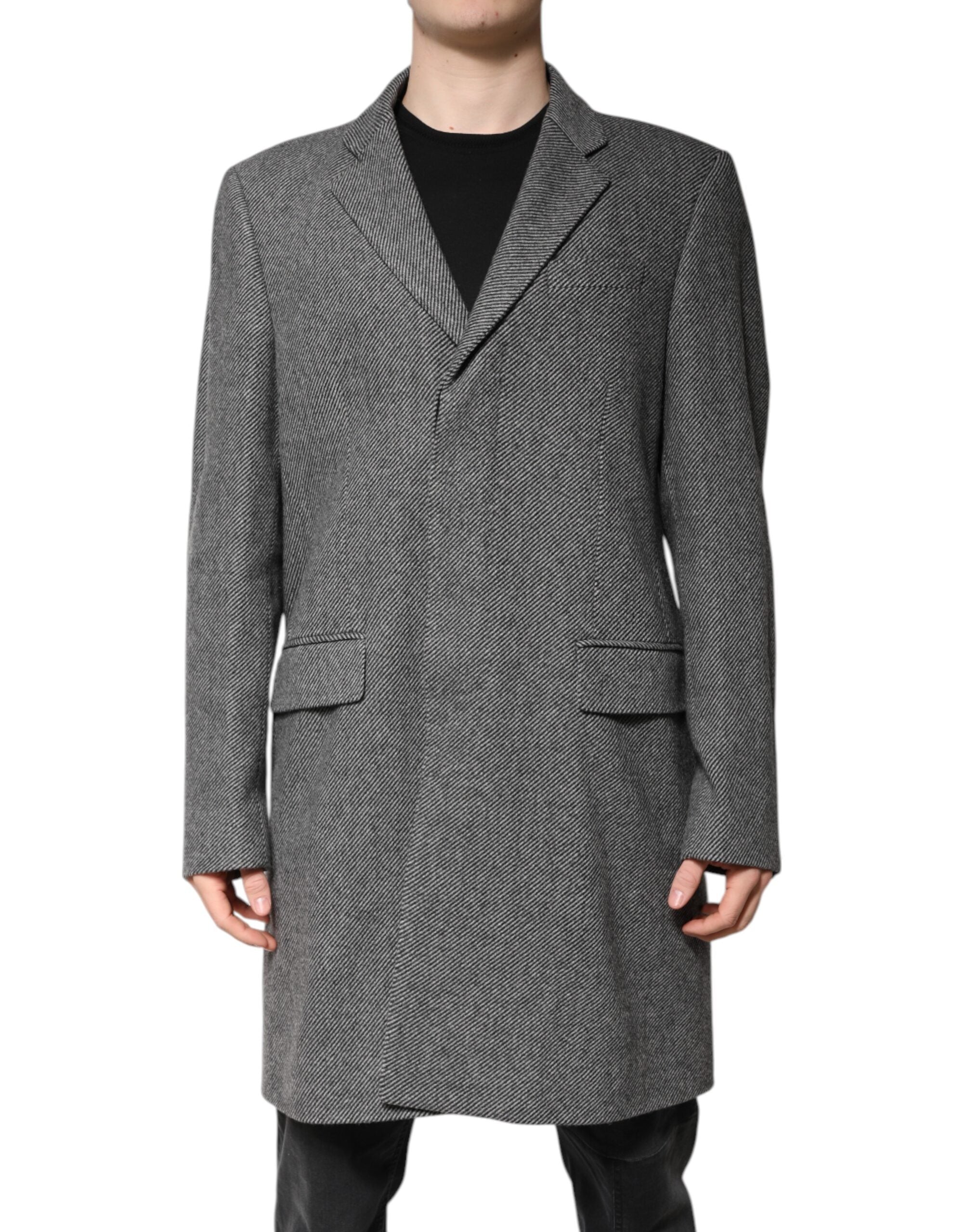 Chaqueta gabardina de lana gris de botonadura sencilla de Dolce & Gabbana-2