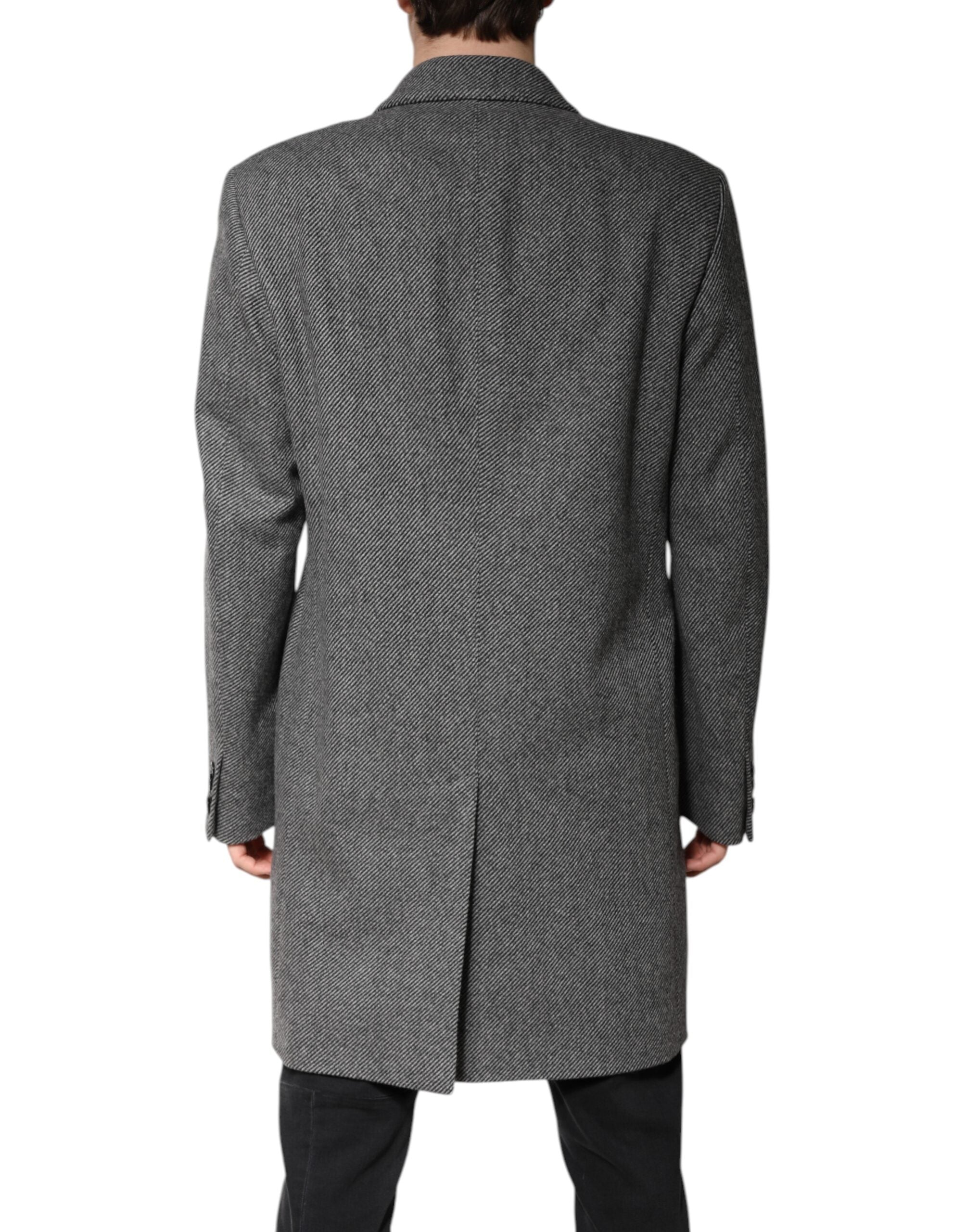 Chaqueta gabardina de lana gris de botonadura sencilla de Dolce & Gabbana-4