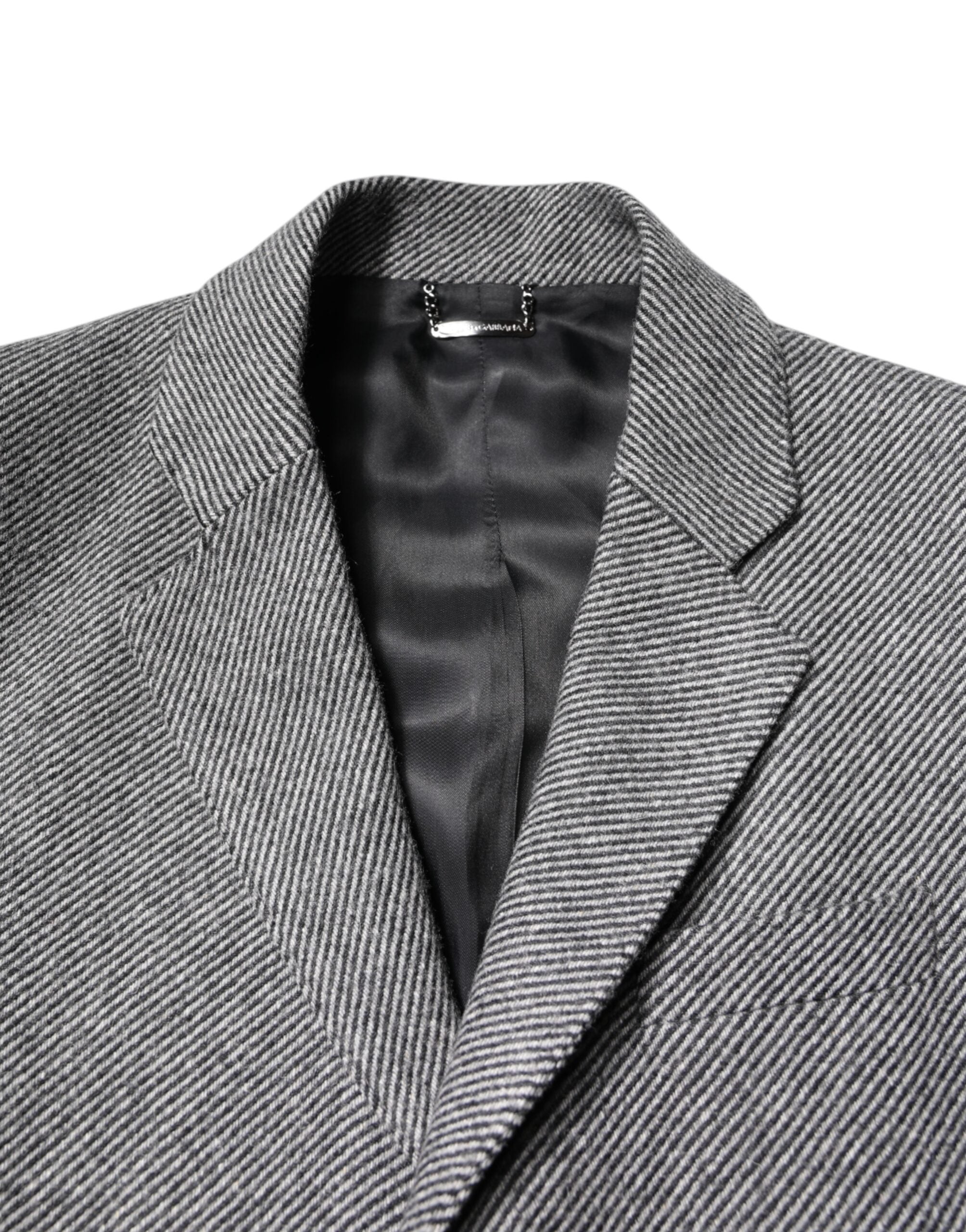 Chaqueta gabardina de lana gris de botonadura sencilla de Dolce & Gabbana-5