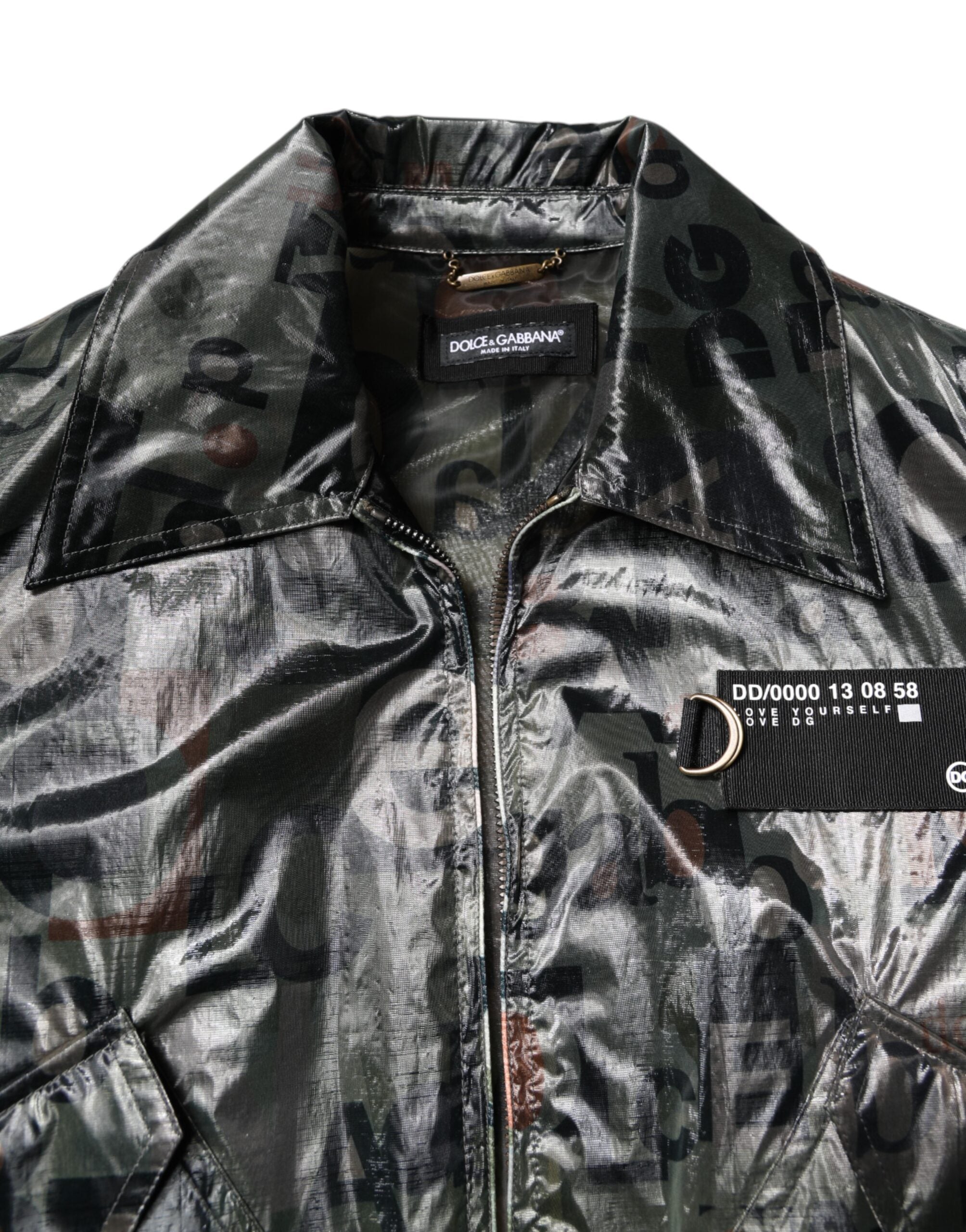 Dolce & Gabbana Green DG Logo Print Bomber Jacket with Full Zip-5