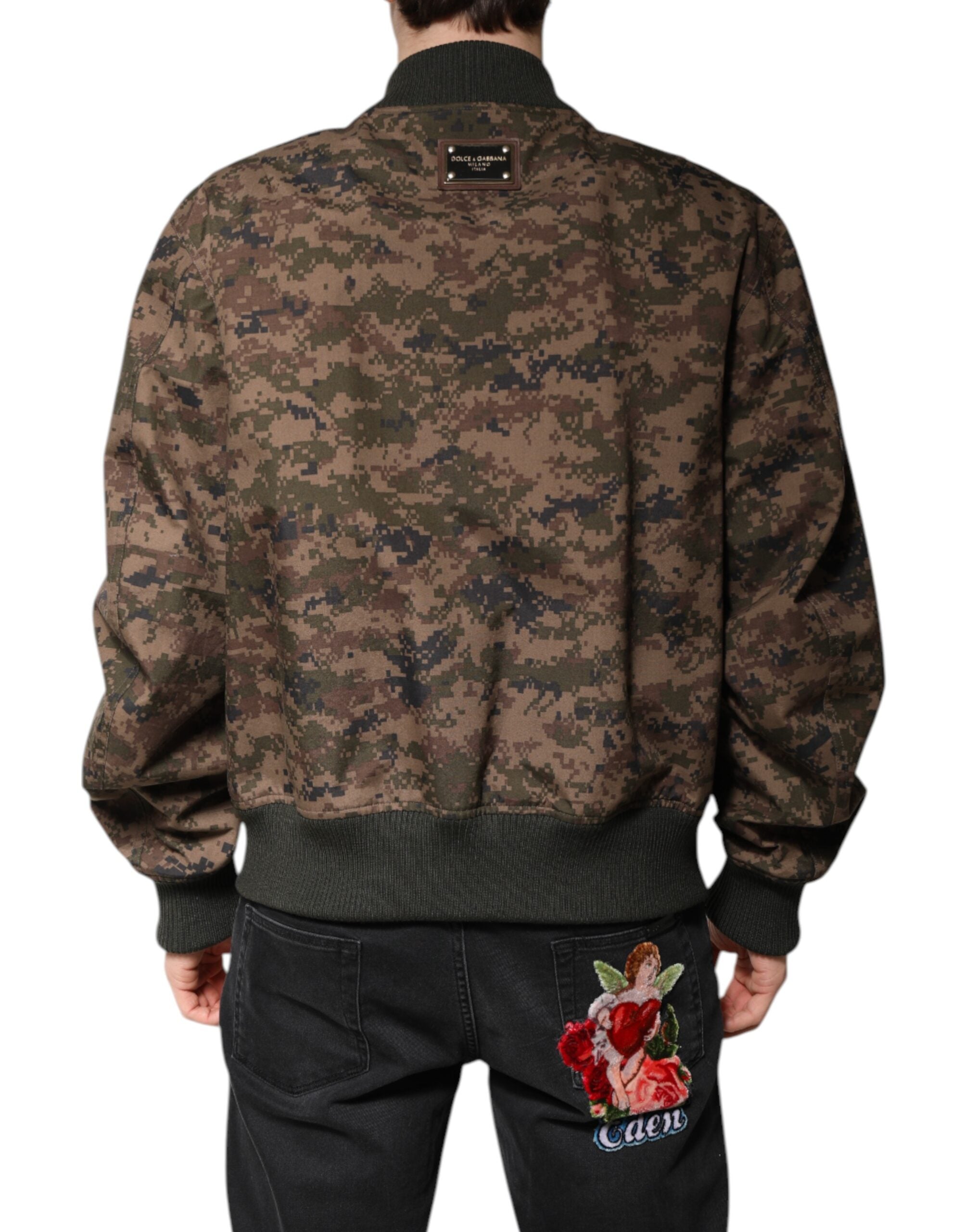 Dolce & Gabbana Brown Camouflage Bomber Jacket with Full Zip-3