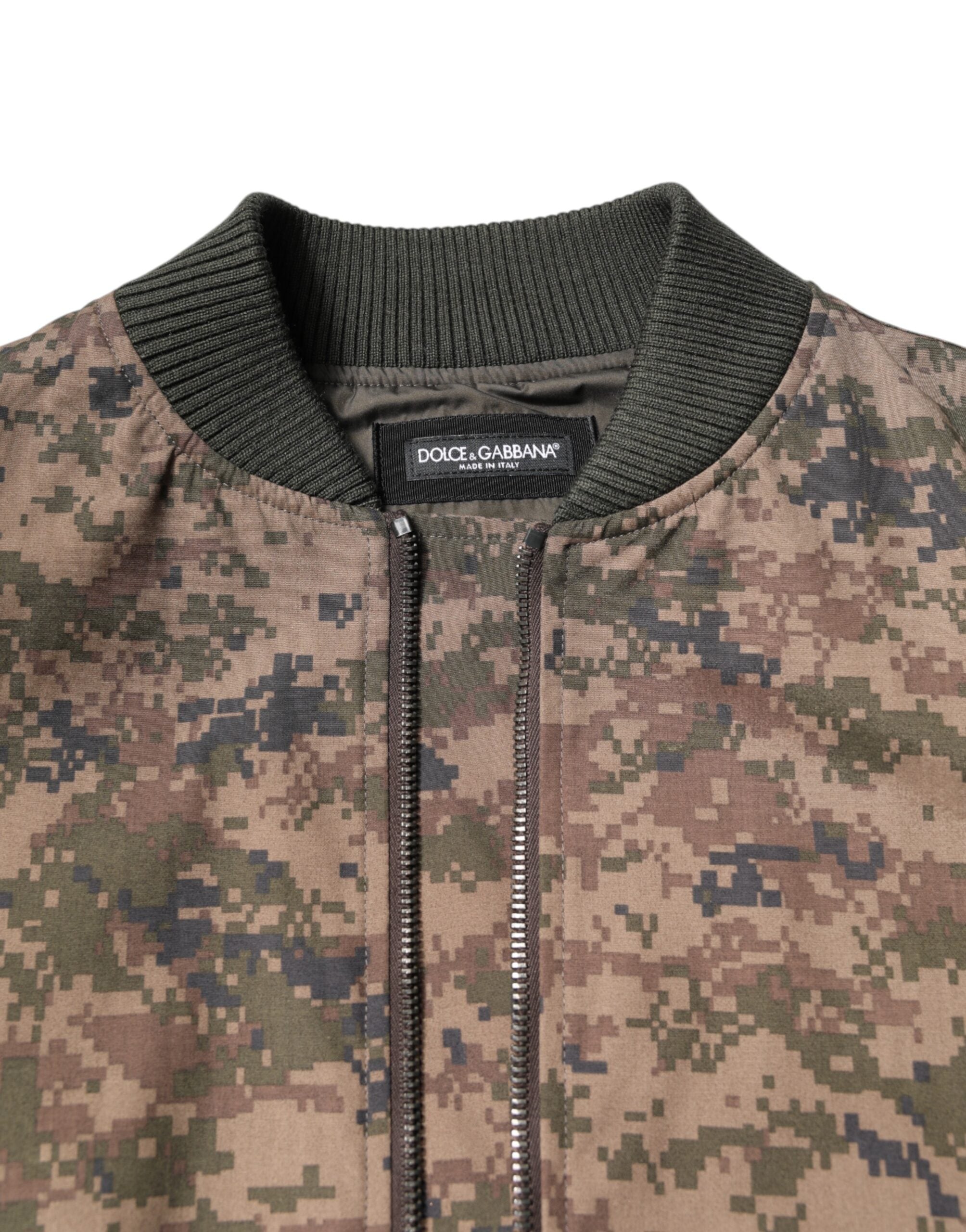 Dolce & Gabbana Brown Camouflage Bomber Jacket with Full Zip-4