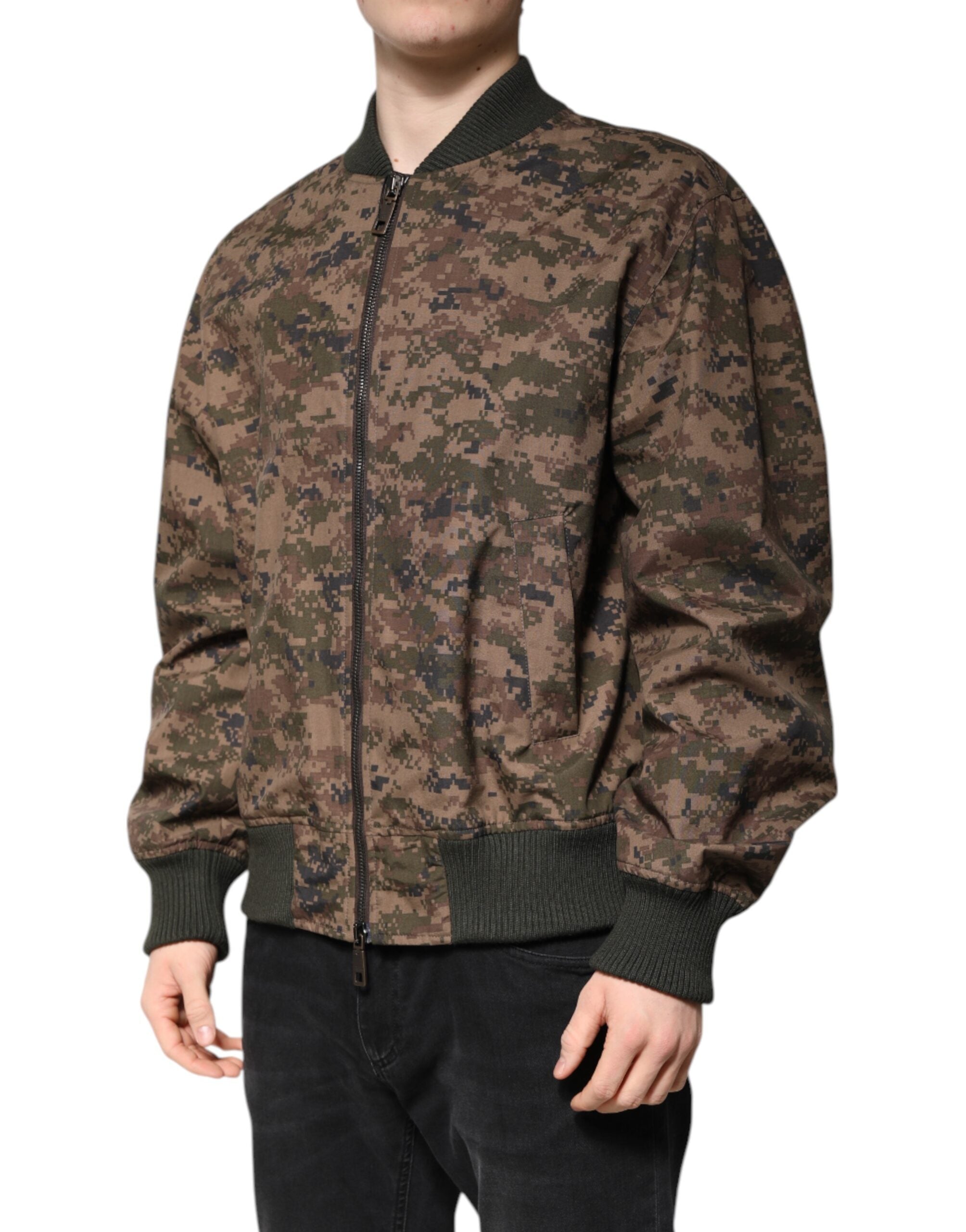Dolce & Gabbana Brown Camouflage Bomber Jacket with Full Zip-5
