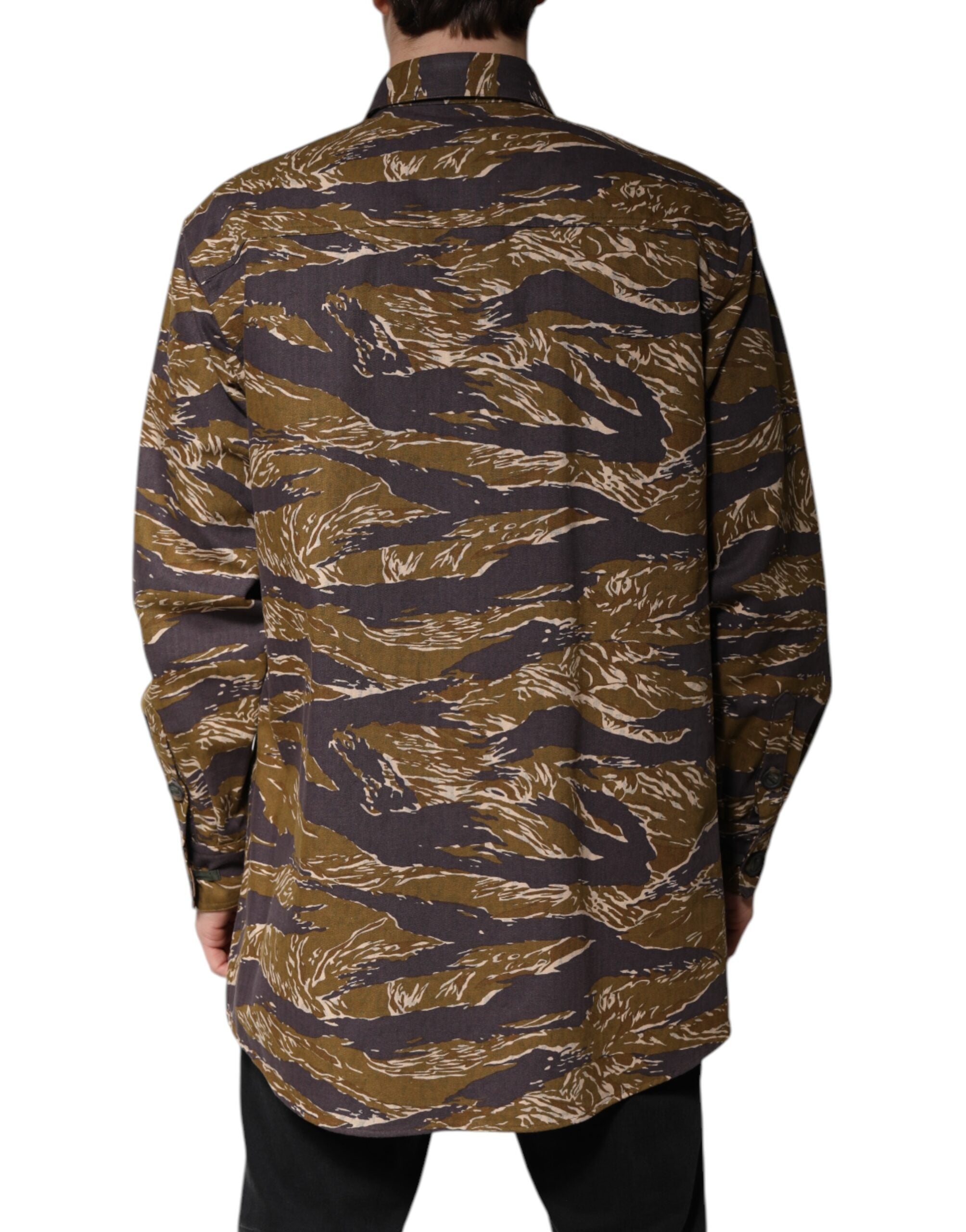Dolce & Gabbana brown leopard print coat jacket with collar, made of cotton-4