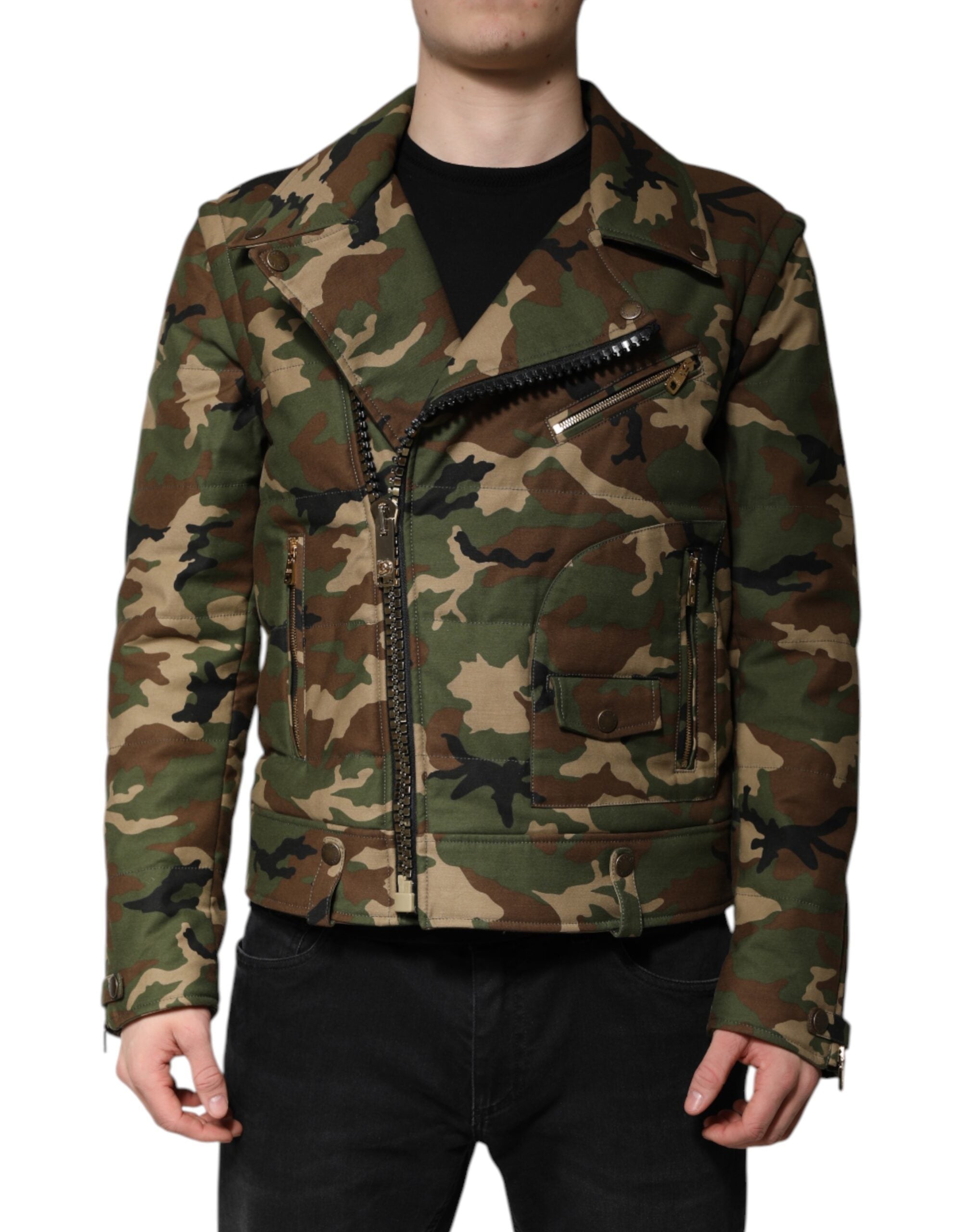Dolce & Gabbana multicolour camouflaged nylon biker jacket