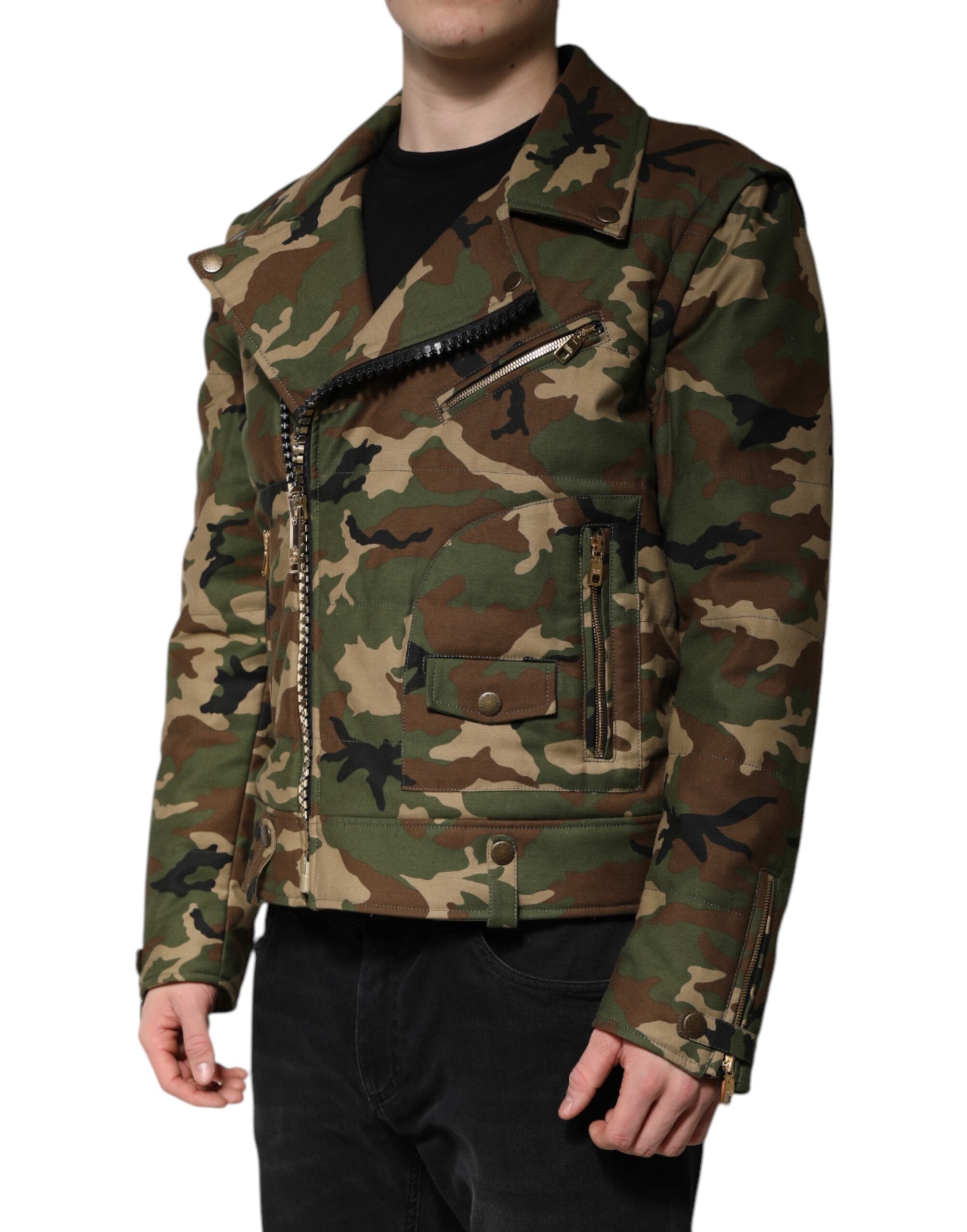 Dolce & Gabbana Mehrfarbig getarnte Nylon-Biker-Jacke-3