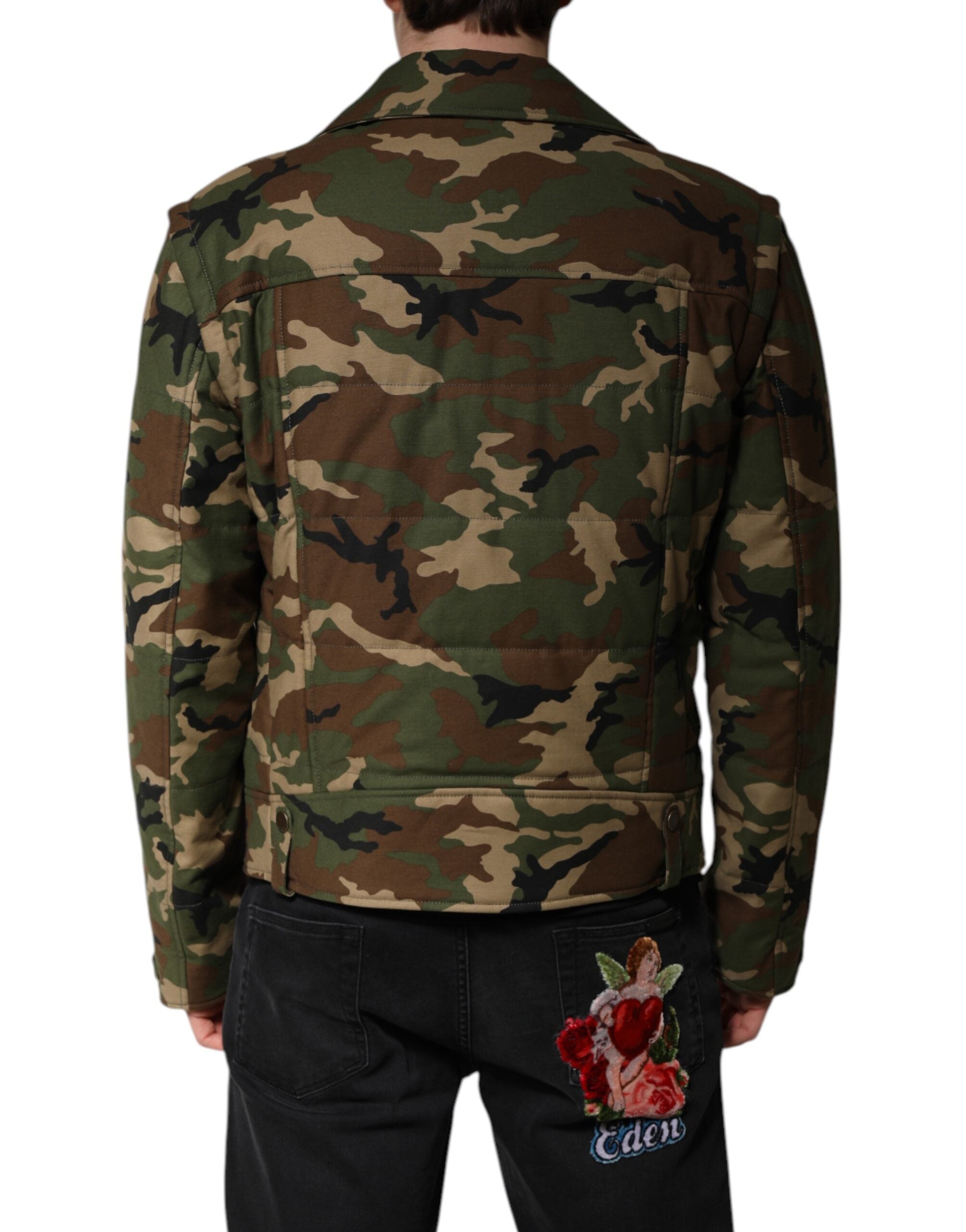 Dolce & Gabbana Mehrfarbig getarnte Nylon-Biker-Jacke-4