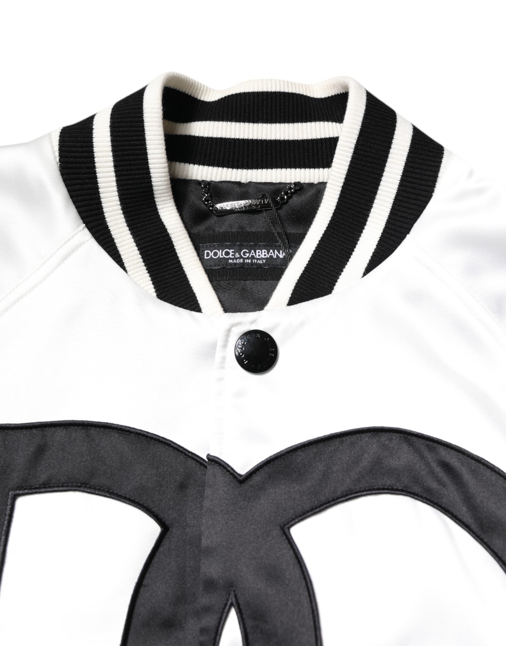 Dolce & Gabbana White DG Logo Polyester Jersey Bomber Jacket-5