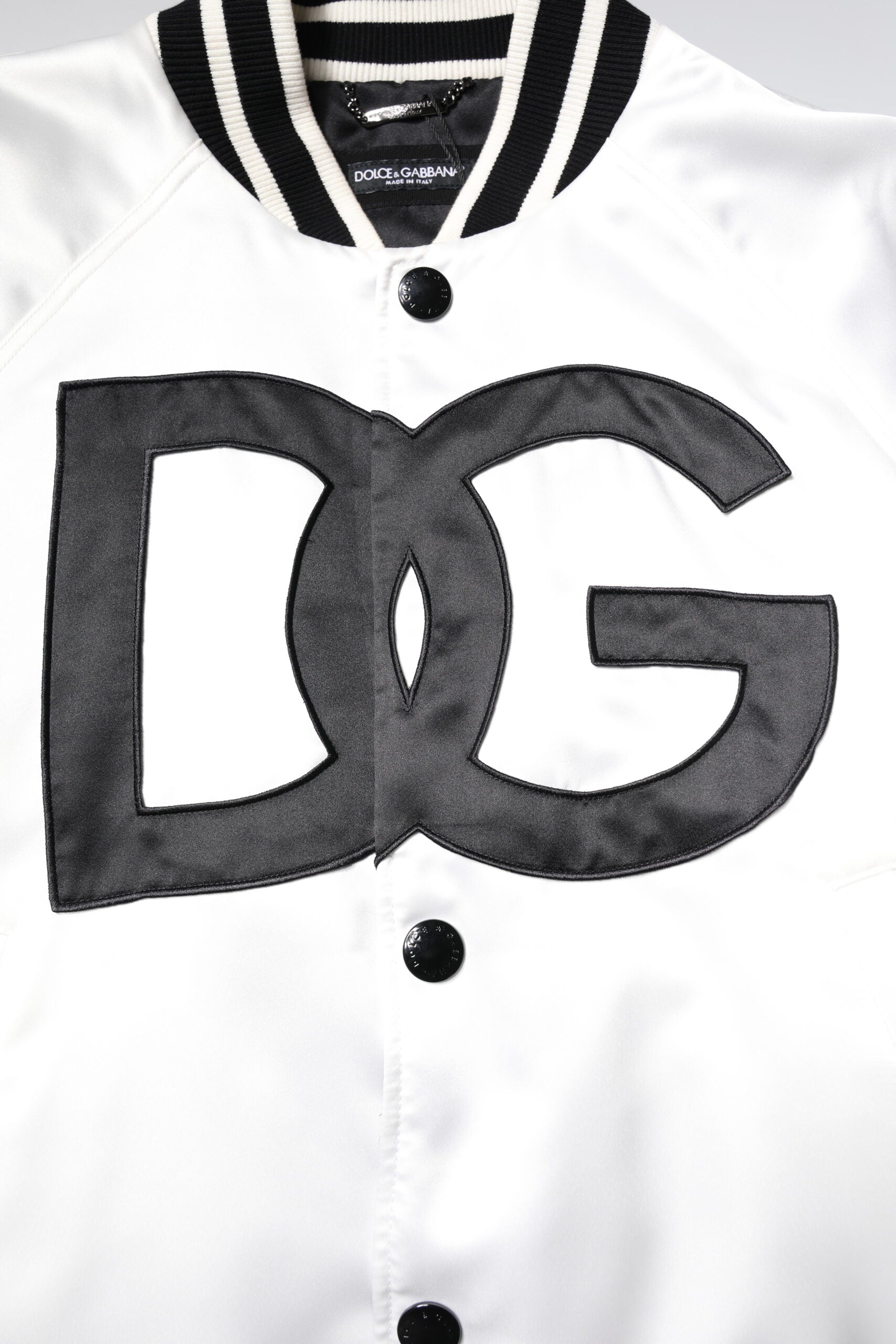 Dolce & Gabbana White DG Logo Polyester Jersey Bomber Jacket-6