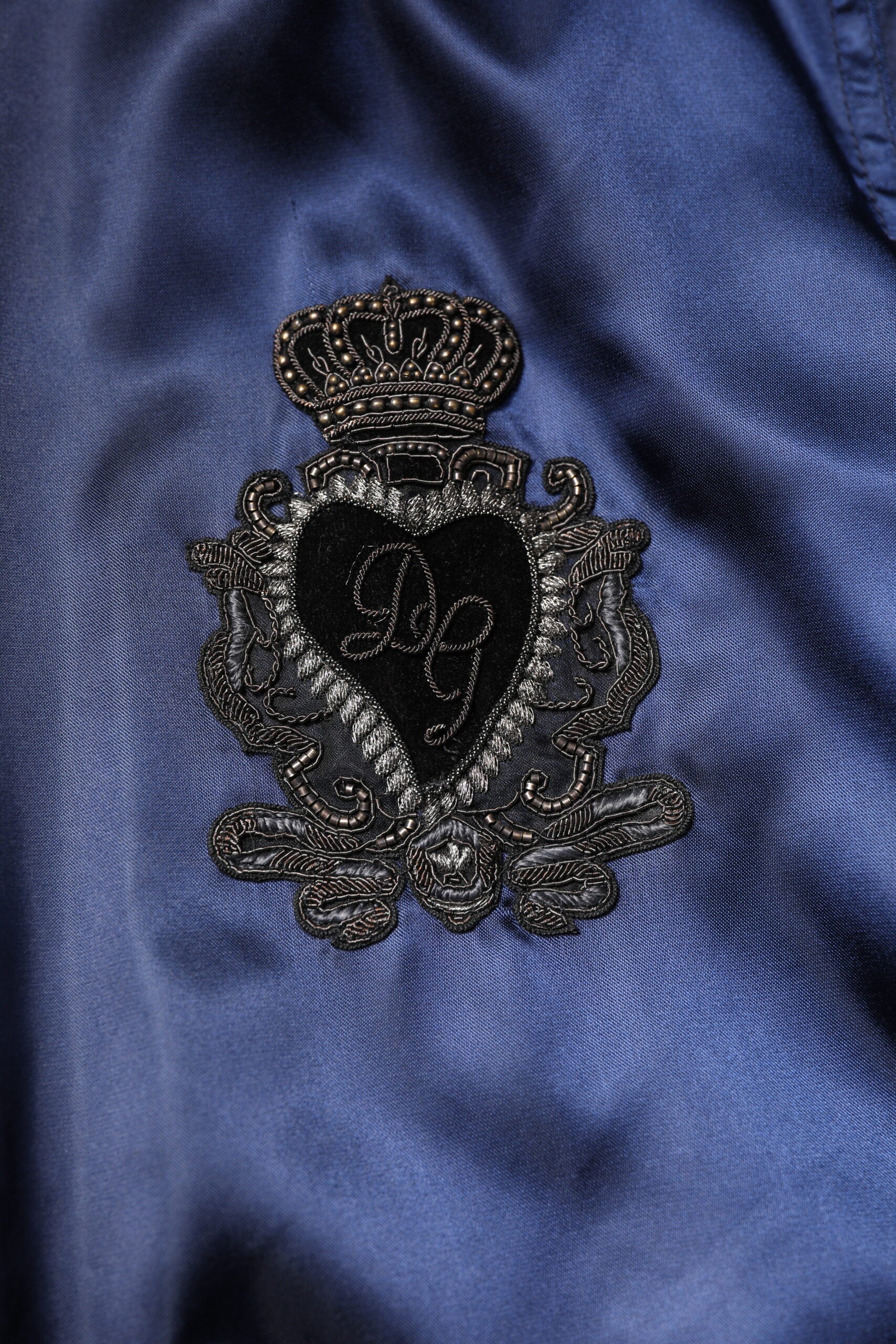 Dolce & Gabbana Blue Nylon DG Crown Bomber Jacket with Full Zip-6