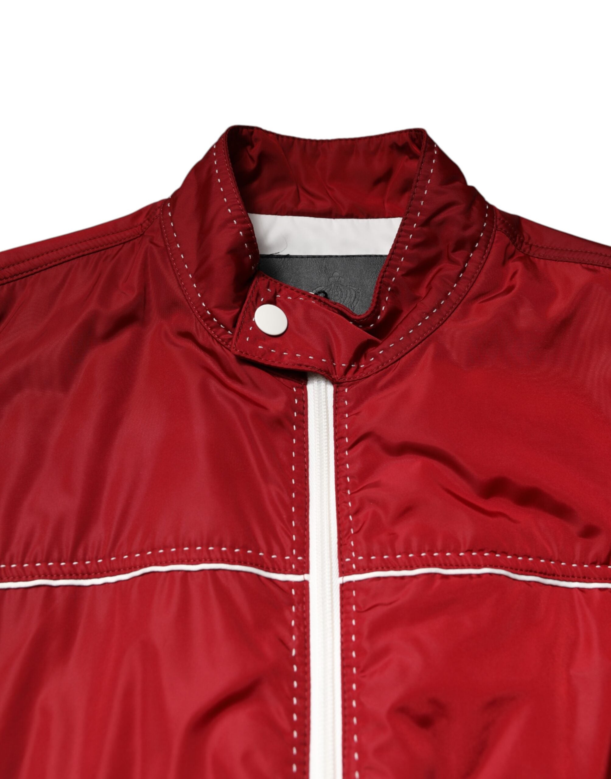 Dolce & Gabbana Red White Nylon Full Zip Men's Bomber Jacket-5
