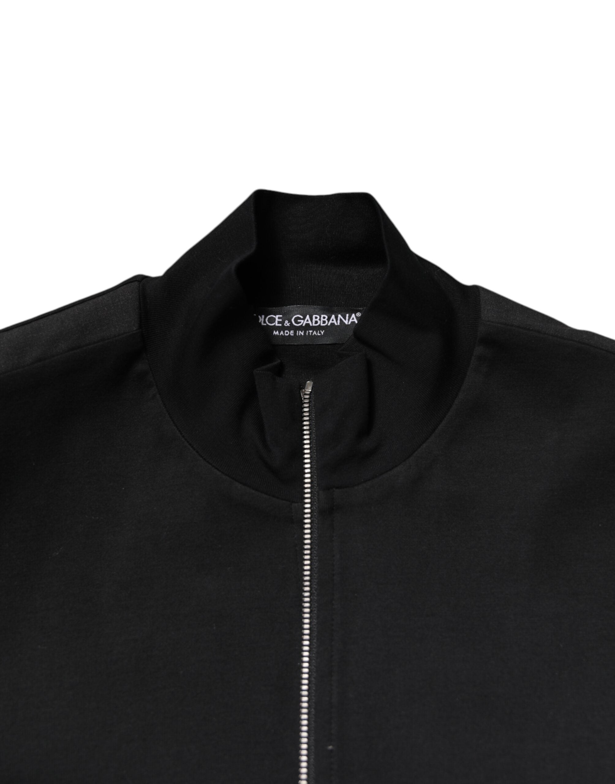 Dolce & Gabbana Black Cotton Logo Full Zip Men's Bomber Jacket-5