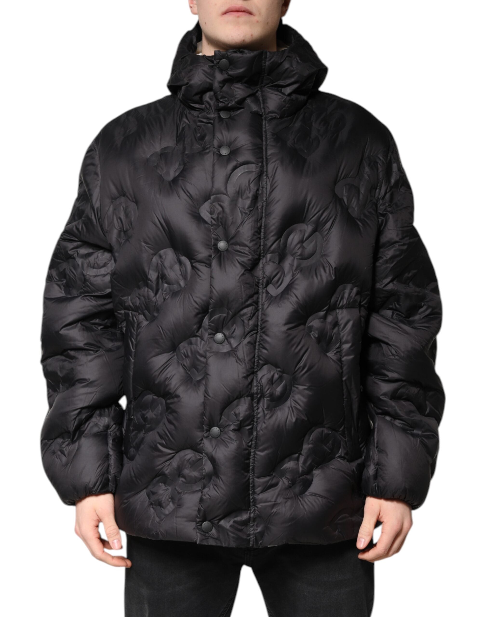 Dolce & Gabbana Schwarzer Kapuzen-Parka-Mantel Winterjacke-2