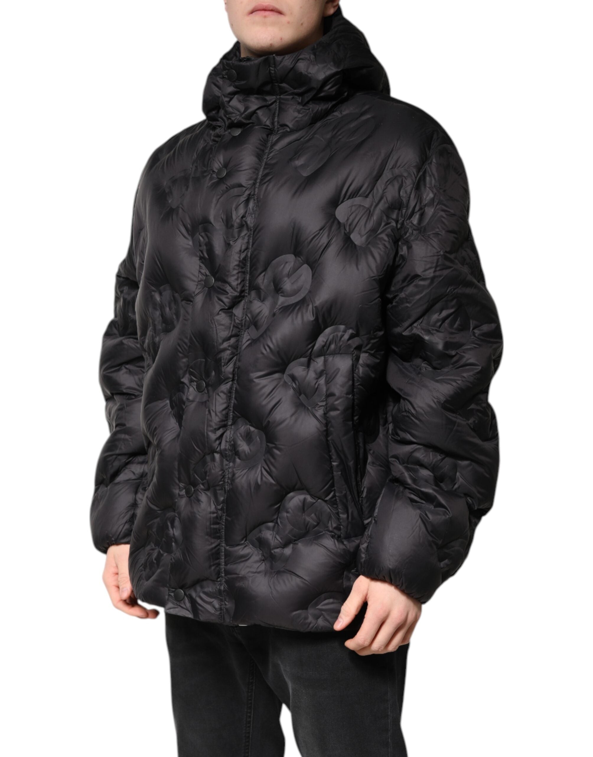 Dolce & Gabbana Schwarzer Kapuzen-Parka-Mantel Winterjacke-3