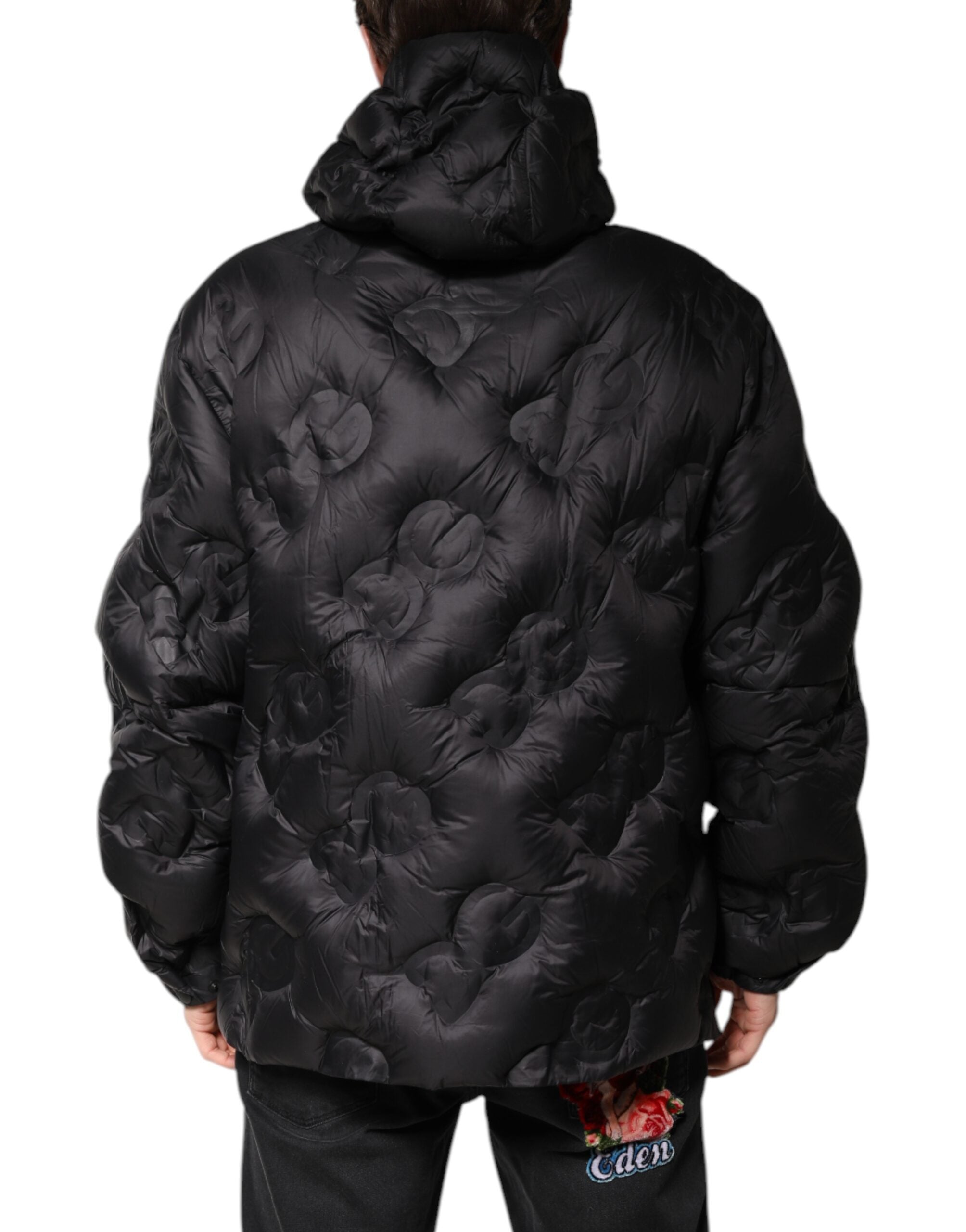 Dolce & Gabbana Schwarzer Kapuzen-Parka-Mantel Winterjacke-4