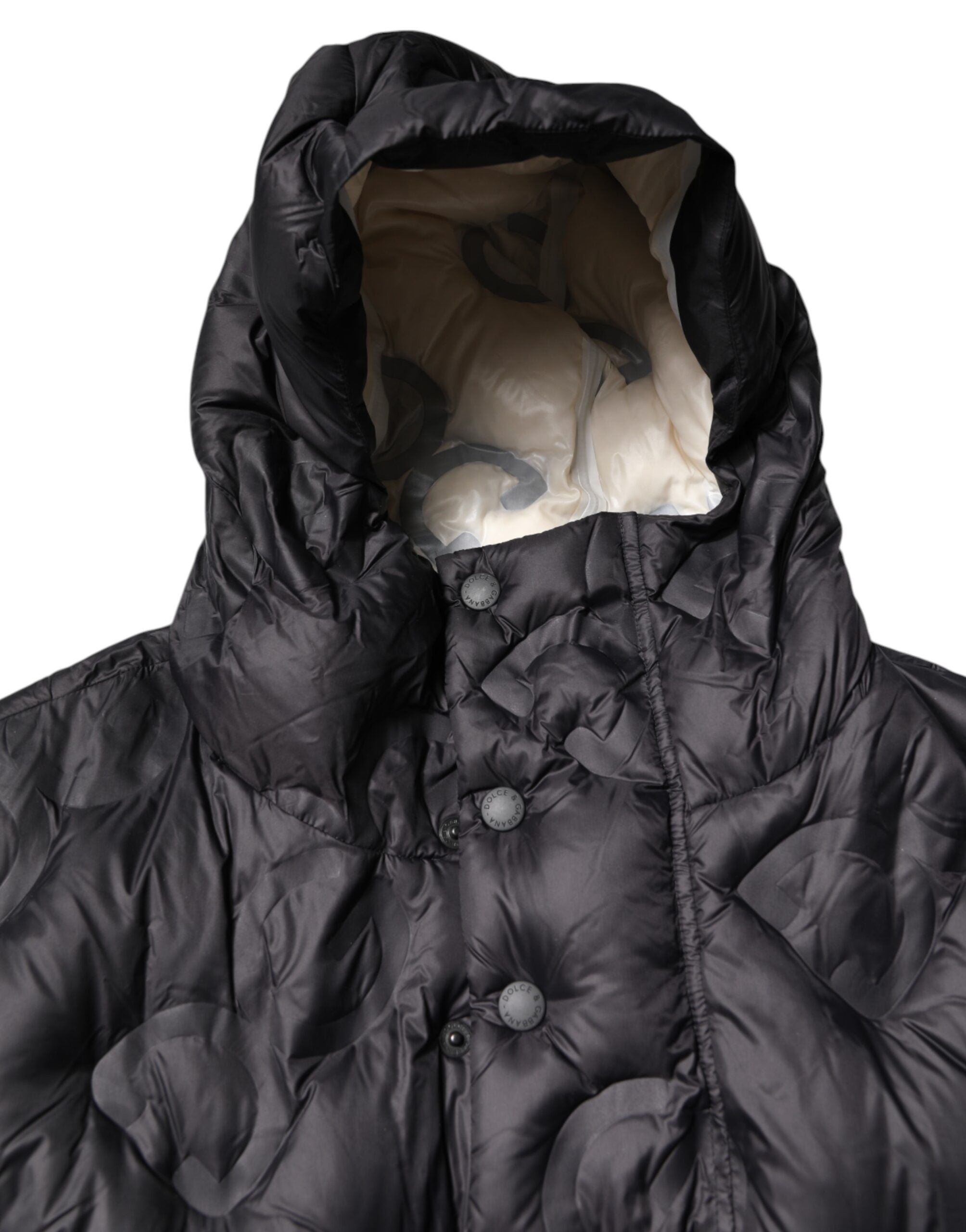 Dolce & Gabbana Schwarzer Kapuzen-Parka-Mantel Winterjacke-5