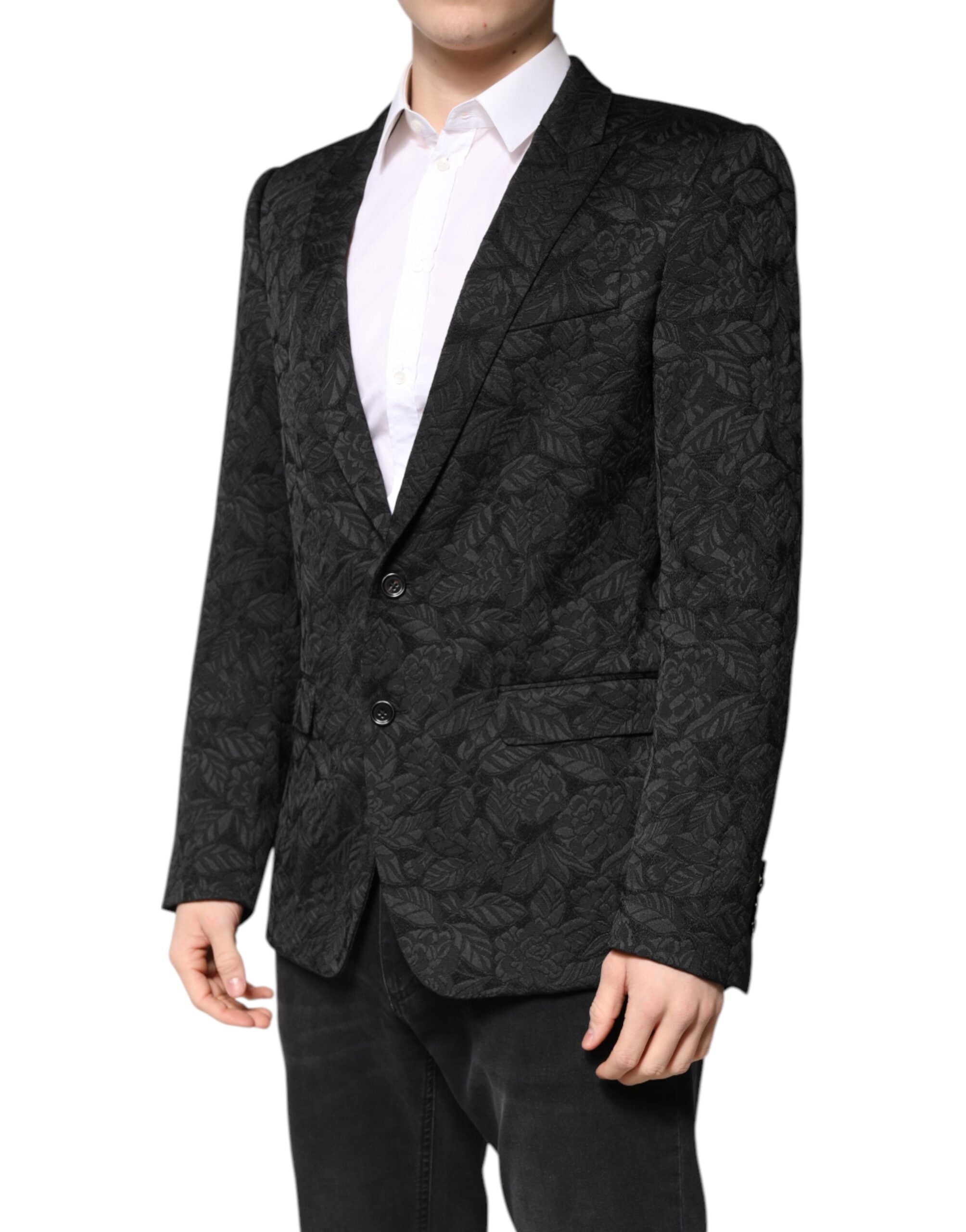 Blazer de botonadura sencilla con brocado MARTINI negro de Dolce & Gabbana-3