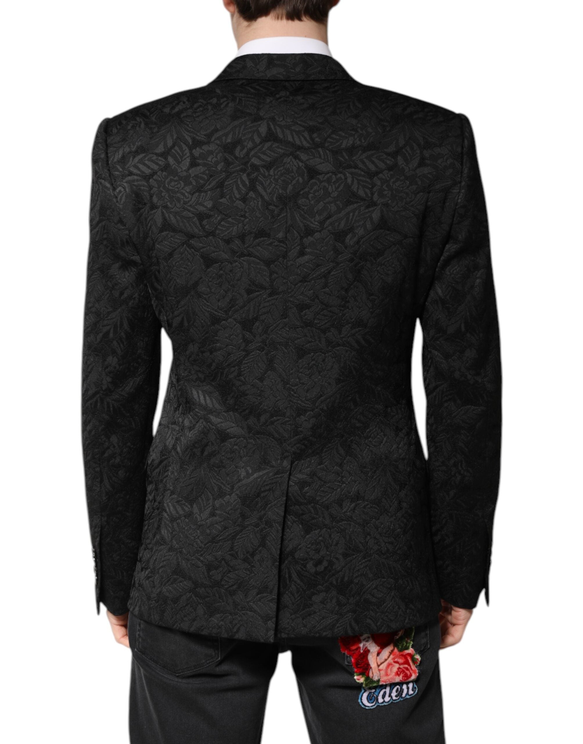 Blazer de botonadura sencilla con brocado MARTINI negro de Dolce & Gabbana-4