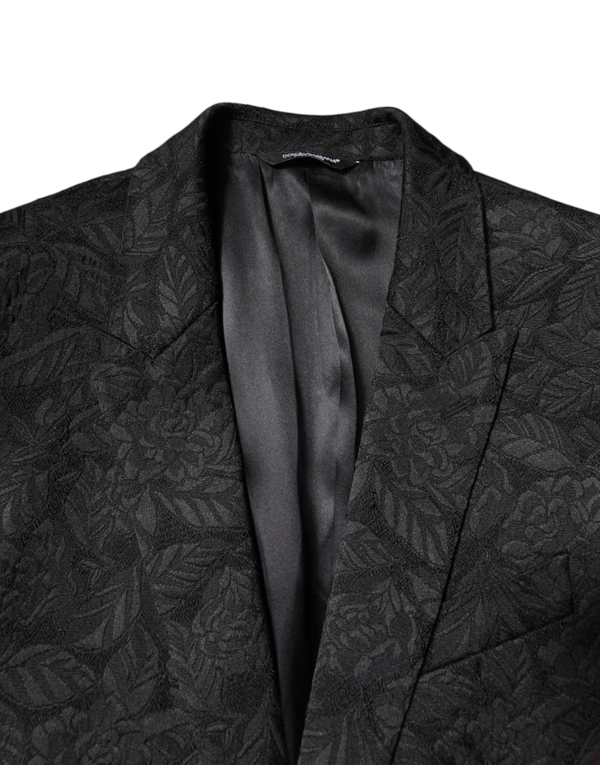 Blazer de botonadura sencilla con brocado MARTINI negro de Dolce & Gabbana-5
