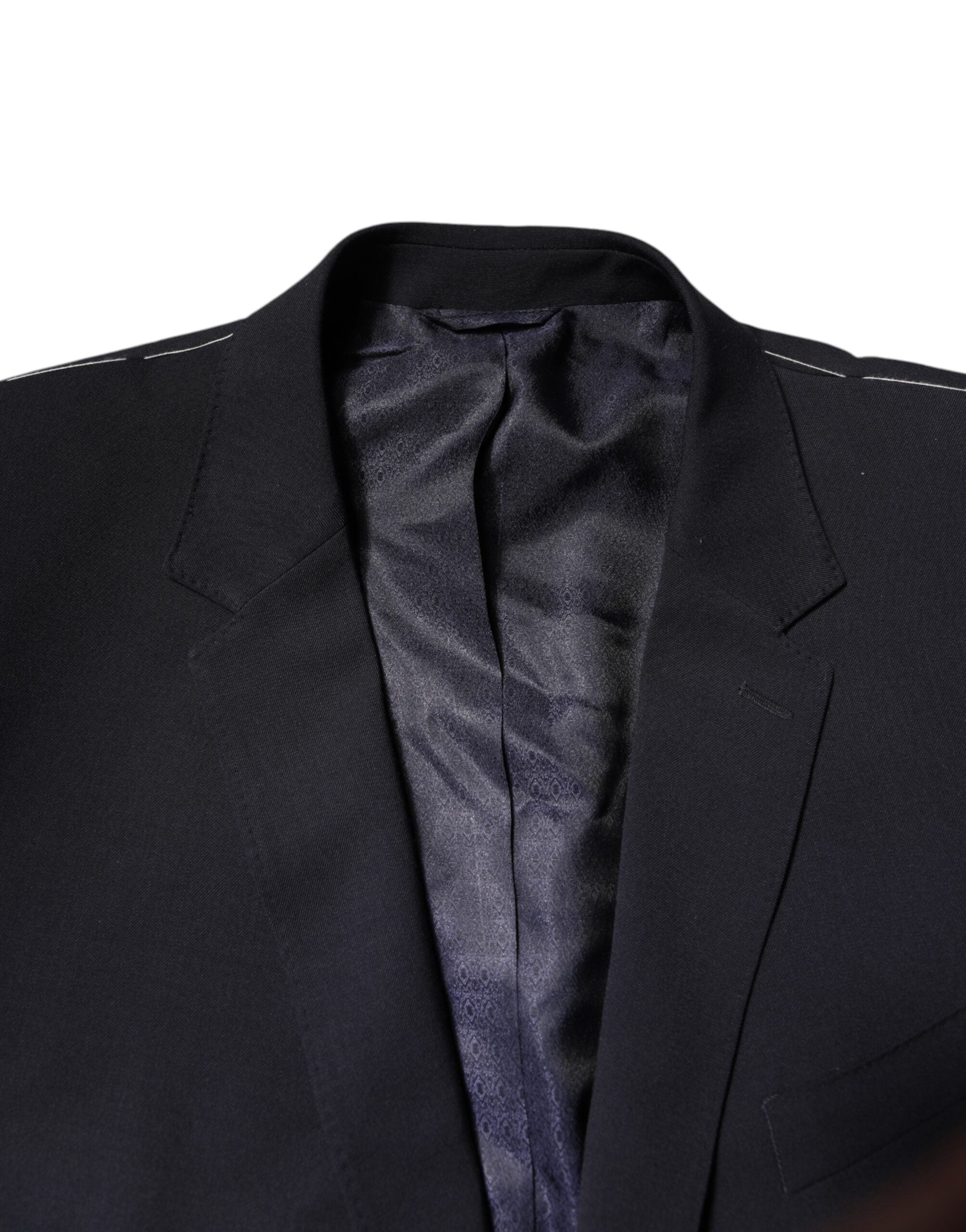 Dolce & Gabbana Dunkelblauer einreihiger Wollmantel Blazer-5