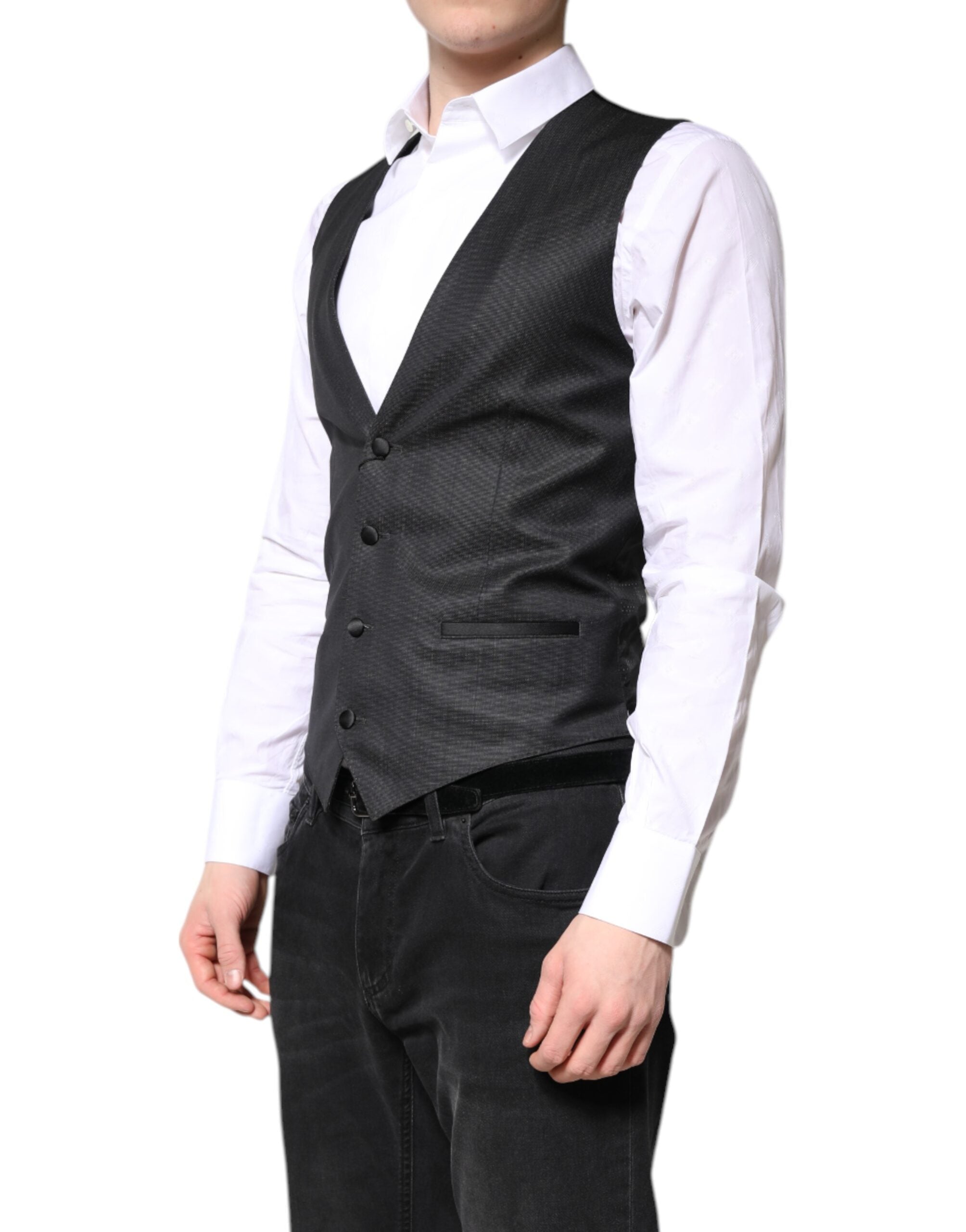 Dolce & Gabbana Black Wool Vest Dress Formal Vest-3