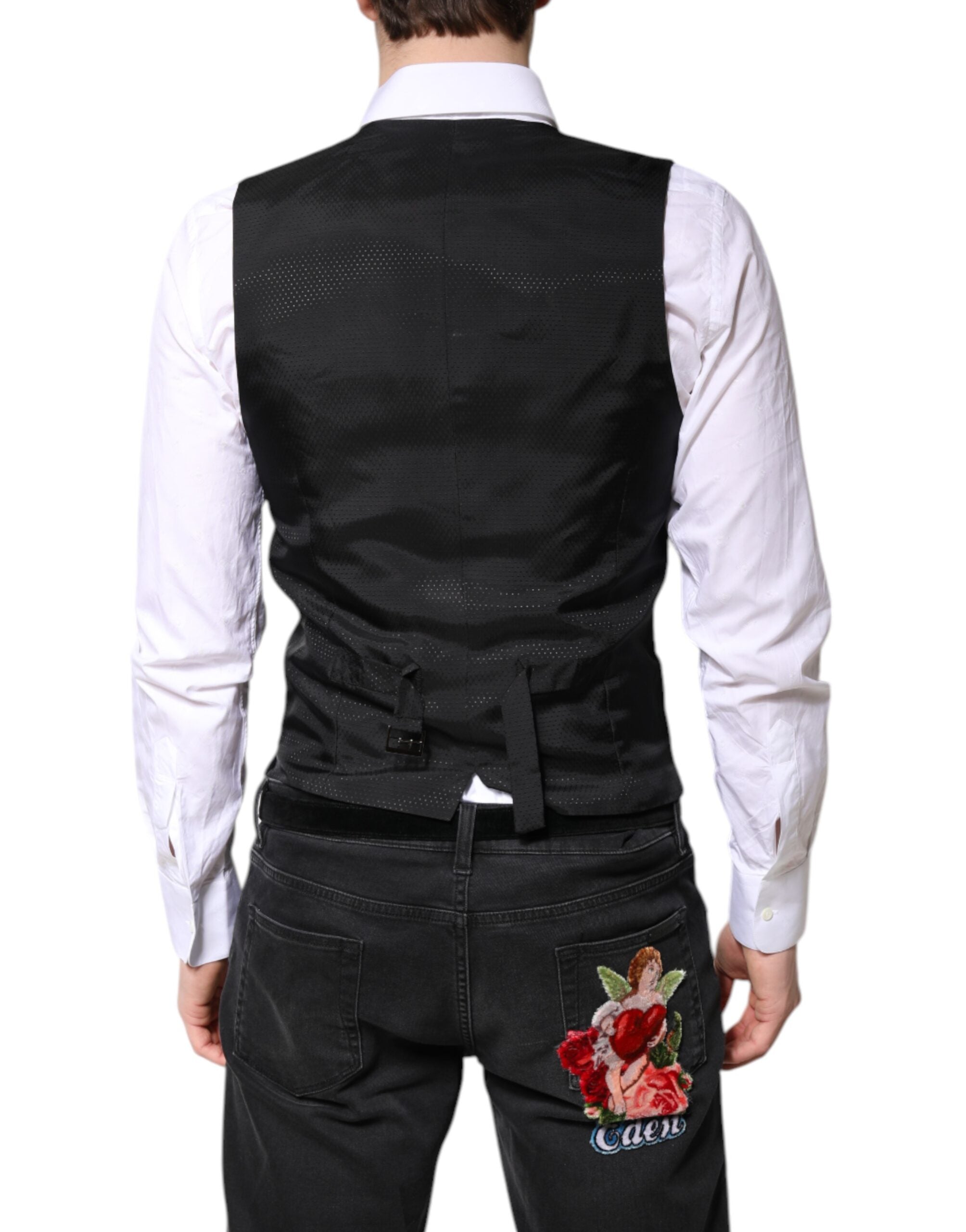 Dolce & Gabbana Black Wool Vest Dress Formal Vest-4