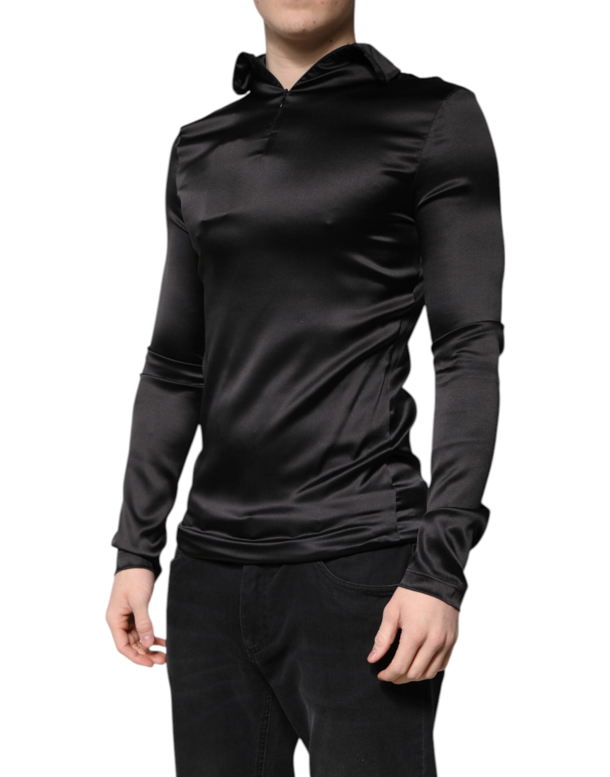 Dolce & Gabbana Black Silk Turtleneck Sweater for Men-3