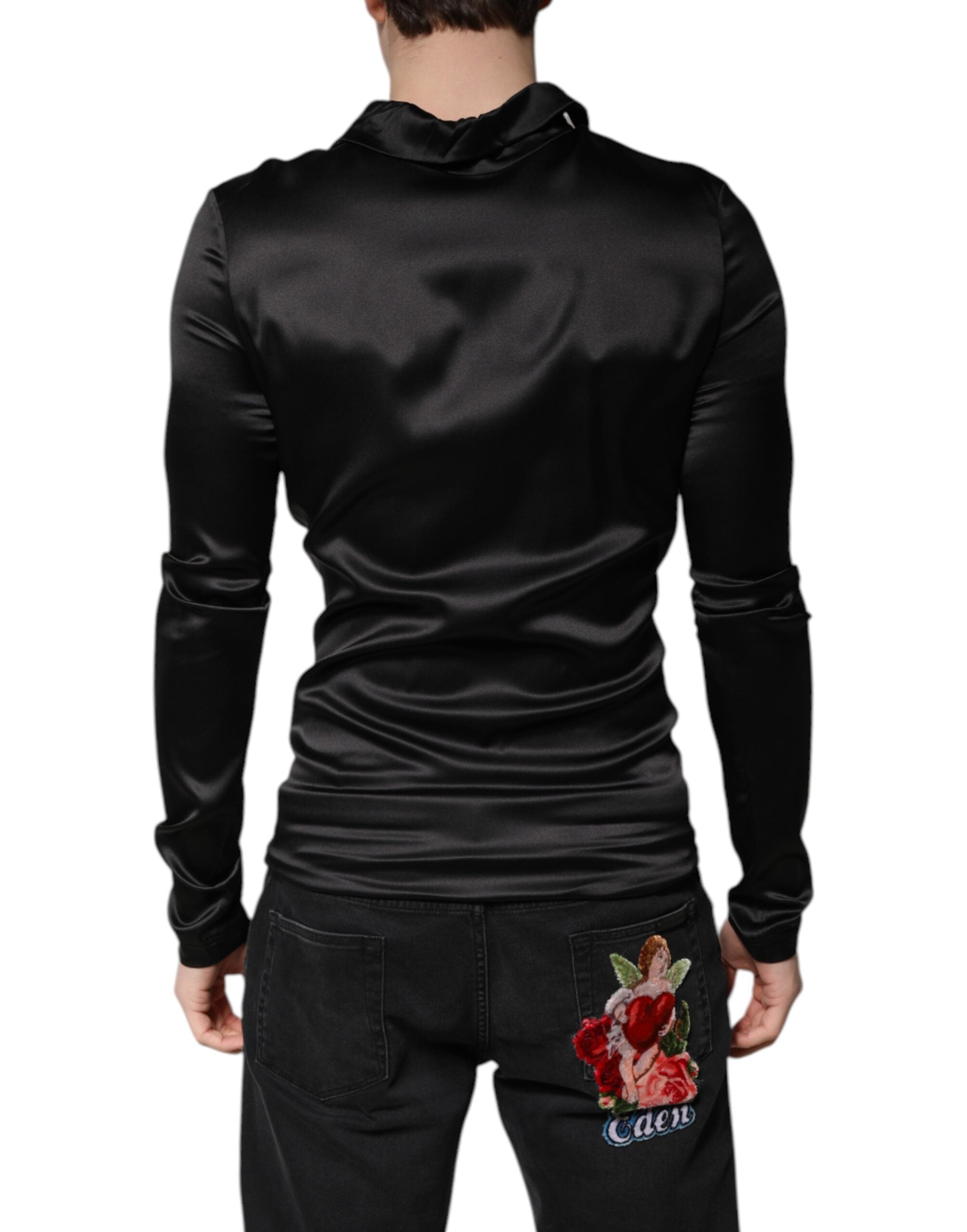 Dolce & Gabbana Black Silk Turtleneck Sweater for Men-4