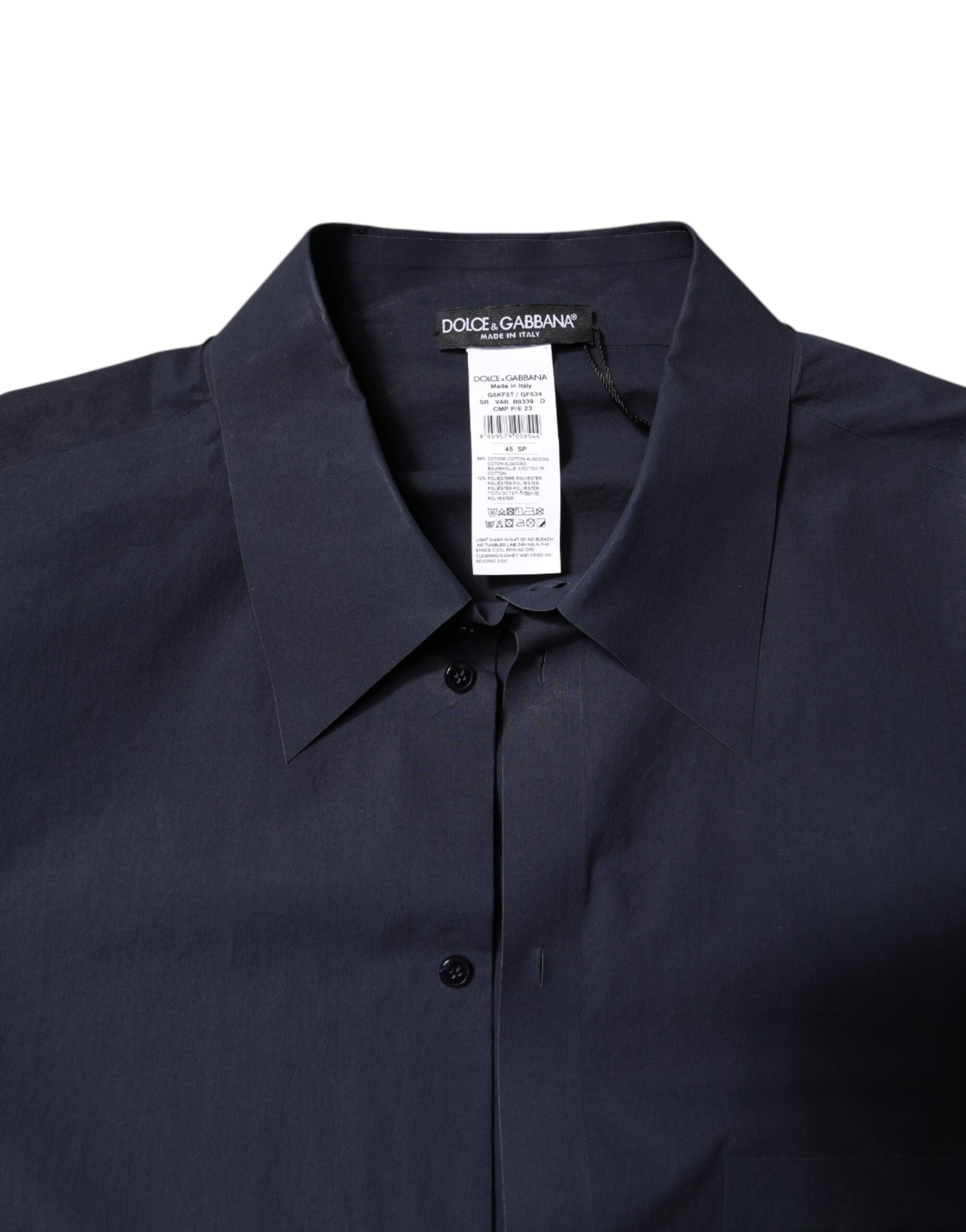 Dolce & Gabbana dark blue long-sleeved cotton shirt-5