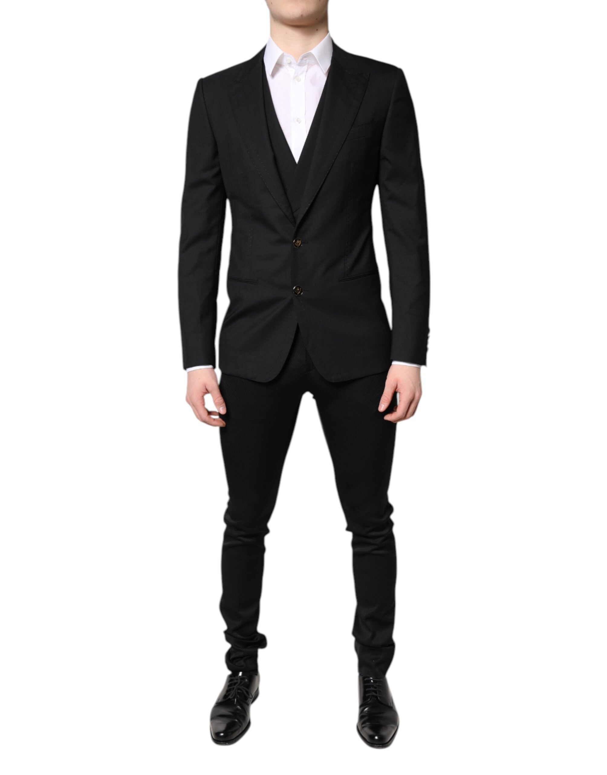 Dolce & Gabbana Schwarzer einreihiger formeller Blazer mit Weste-2