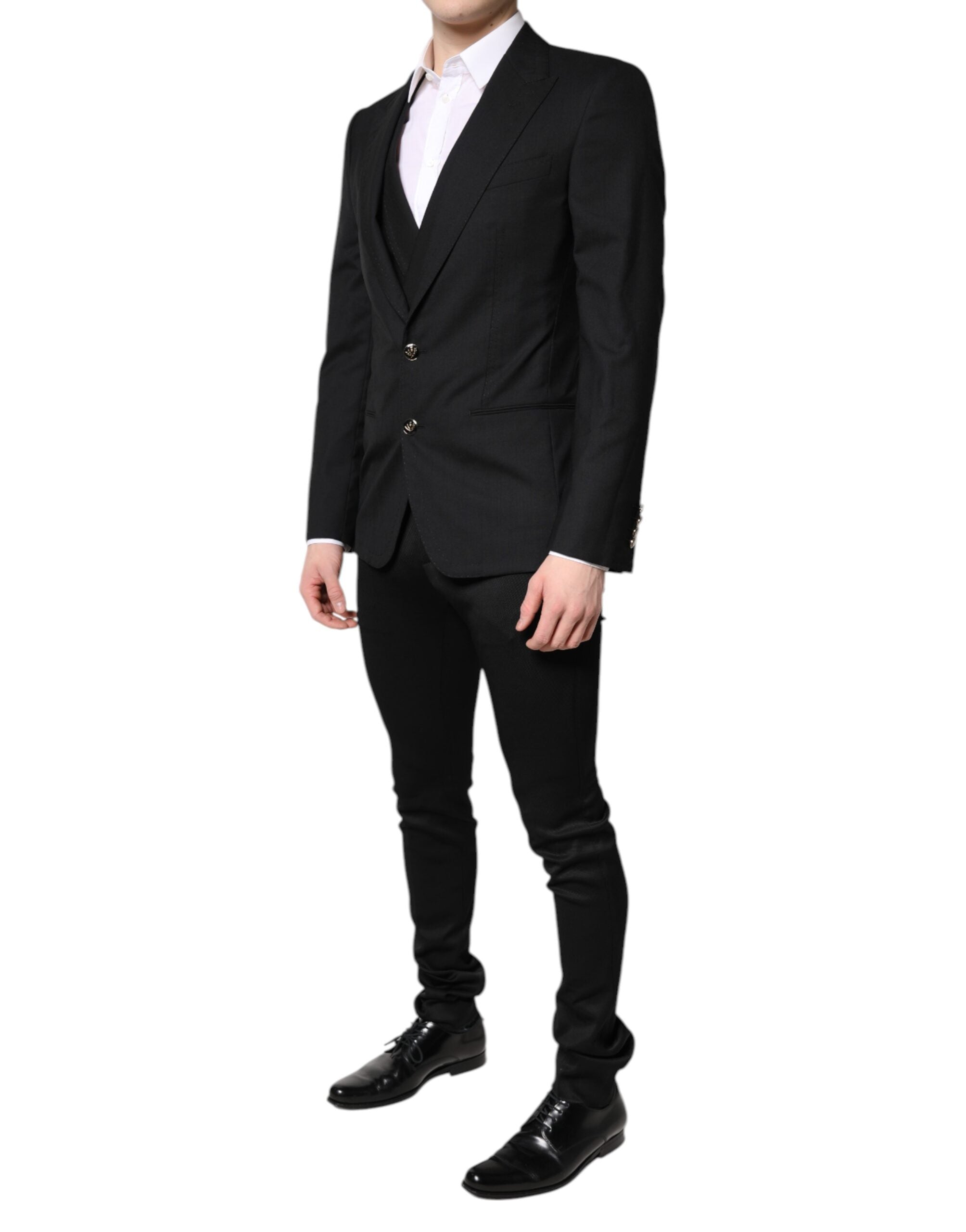 Dolce & Gabbana Schwarzer einreihiger formeller Blazer mit Weste-3