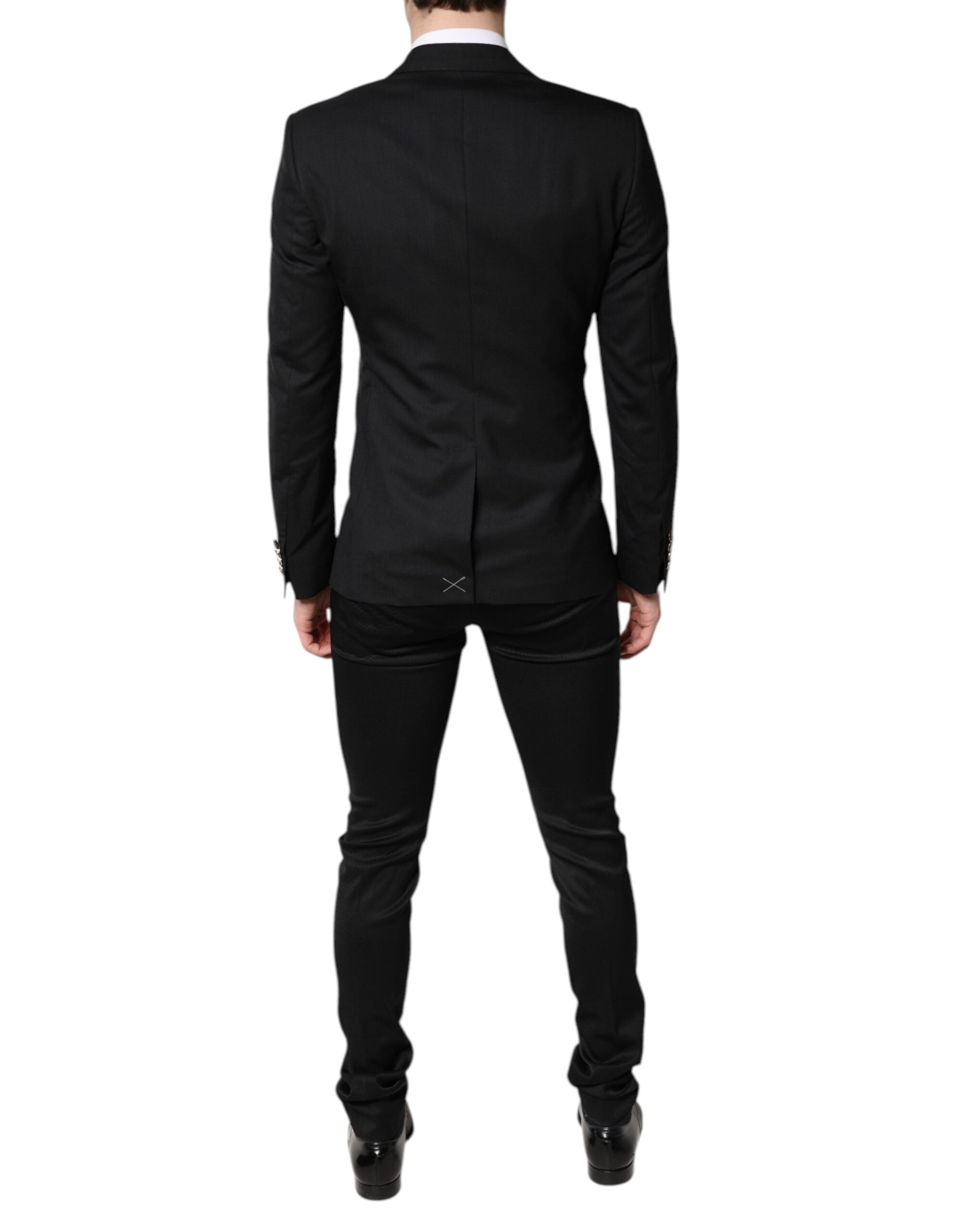 Dolce & Gabbana Schwarzer einreihiger formeller Blazer mit Weste-4
