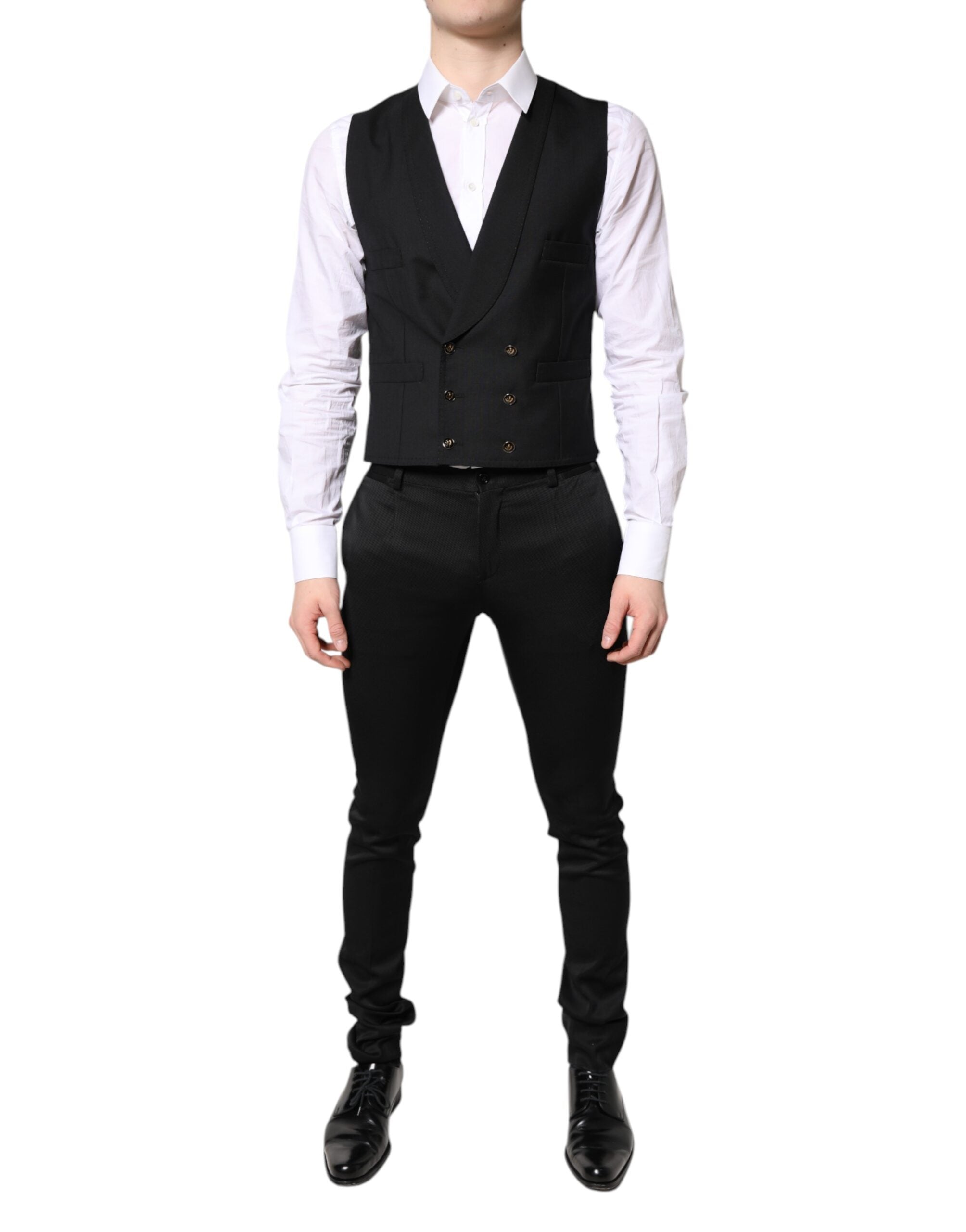 Dolce & Gabbana Schwarzer einreihiger formeller Blazer mit Weste-5