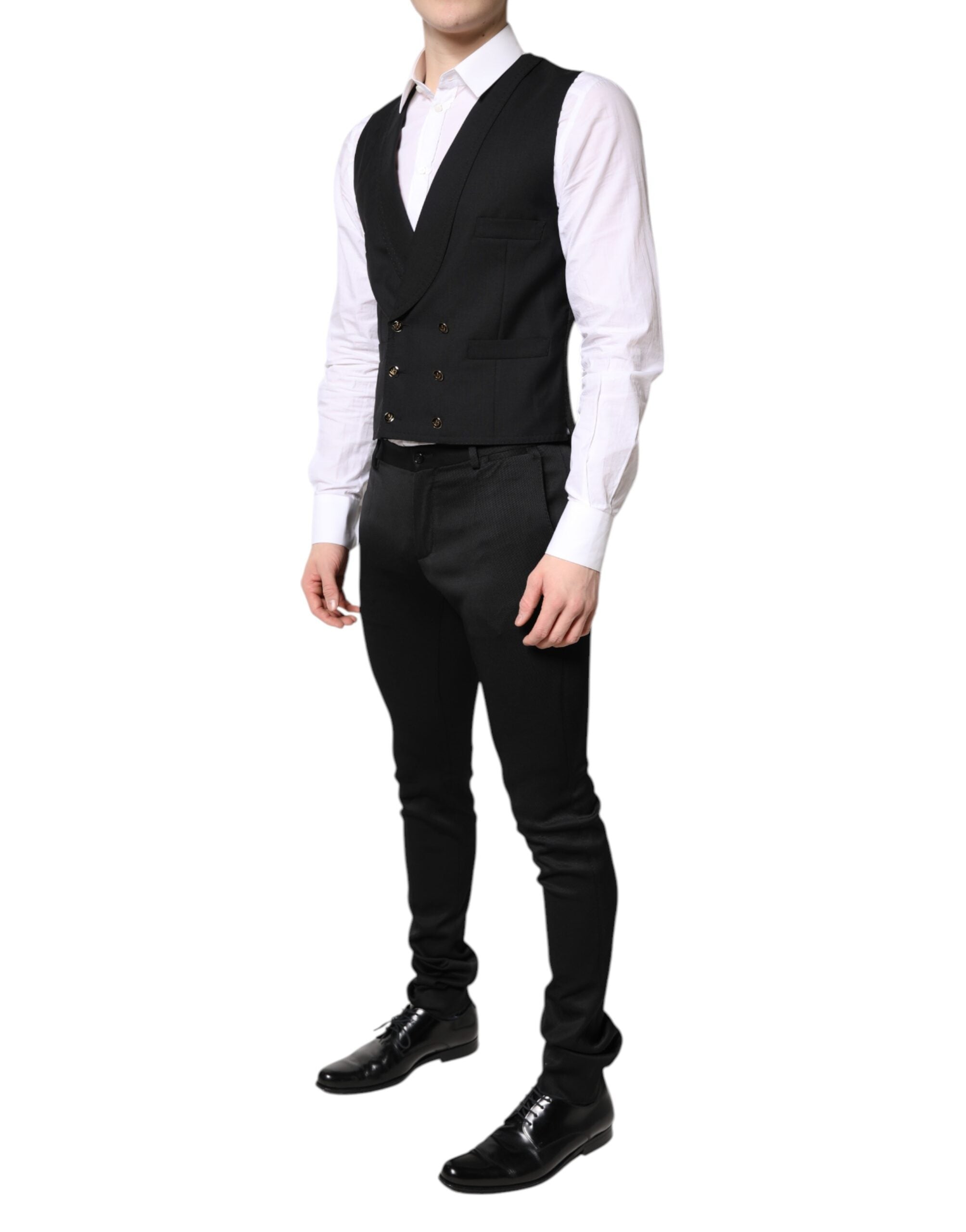 Dolce & Gabbana Schwarzer einreihiger formeller Blazer mit Weste-6