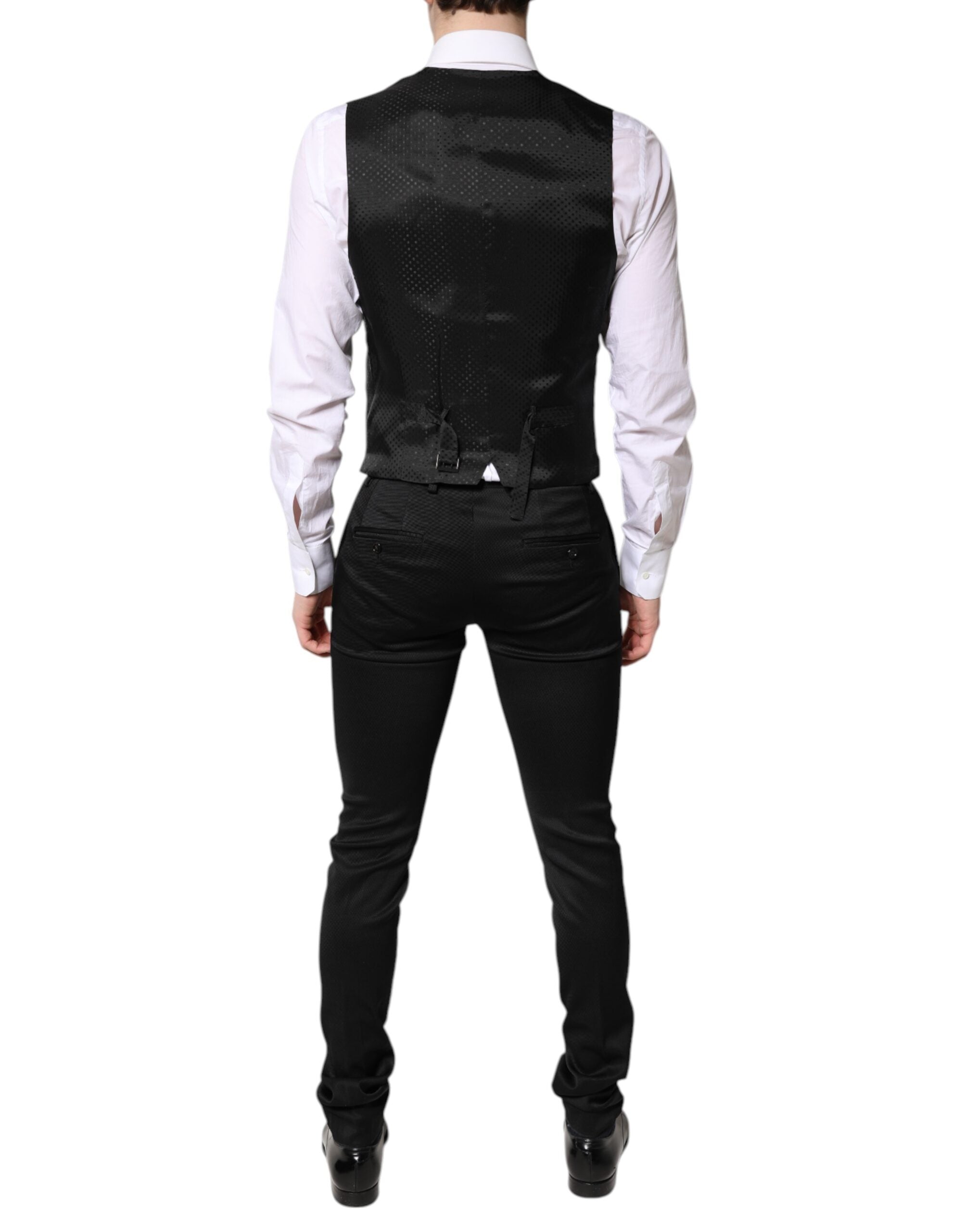 Dolce & Gabbana Schwarzer einreihiger formeller Blazer mit Weste-7