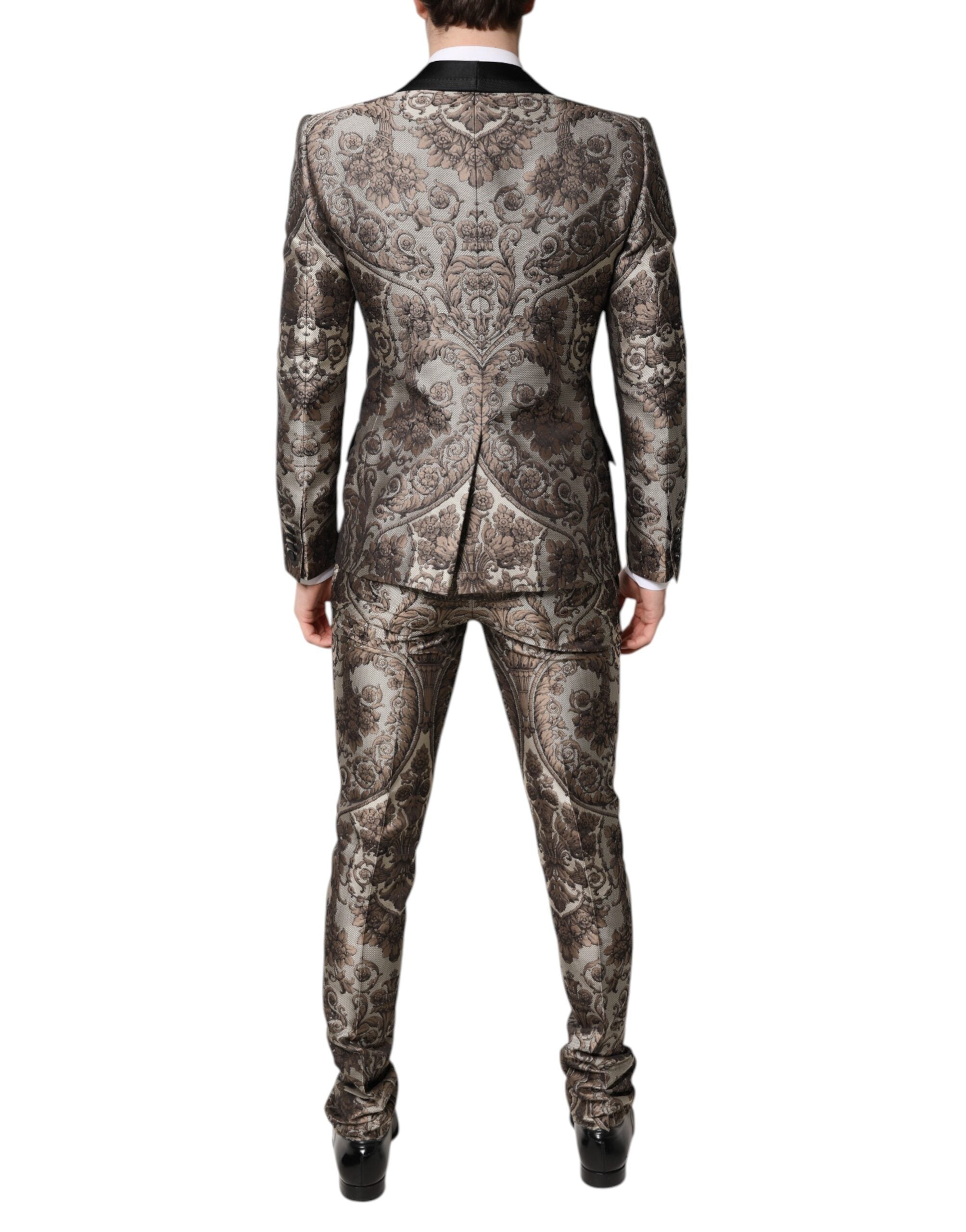 Traje de tres piezas de botonadura sencilla en jacquard multicolor de Dolce & Gabbana-4
