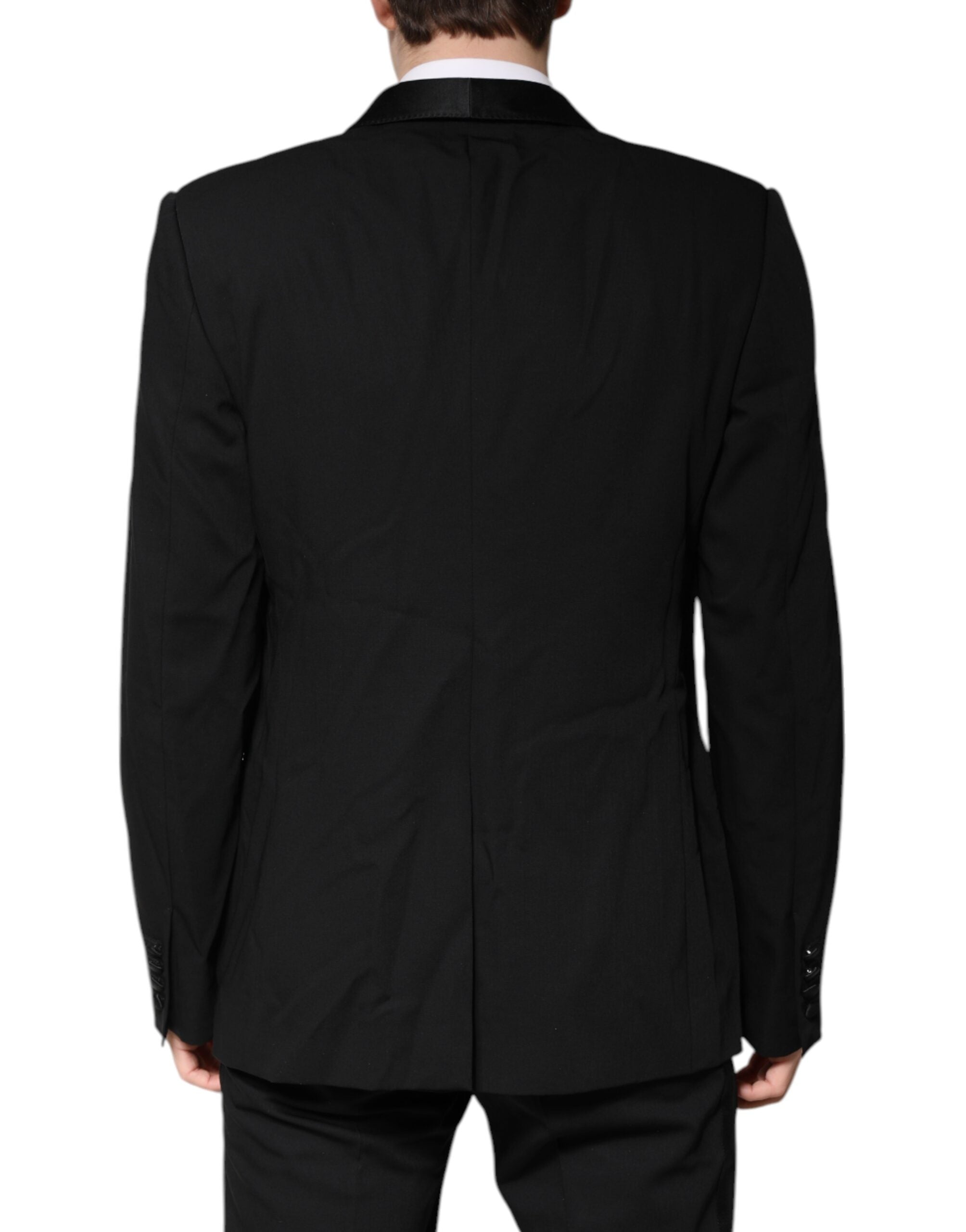 Traje de dos piezas de lana de botonadura sencilla de Dolce & Gabbana en color negro-4