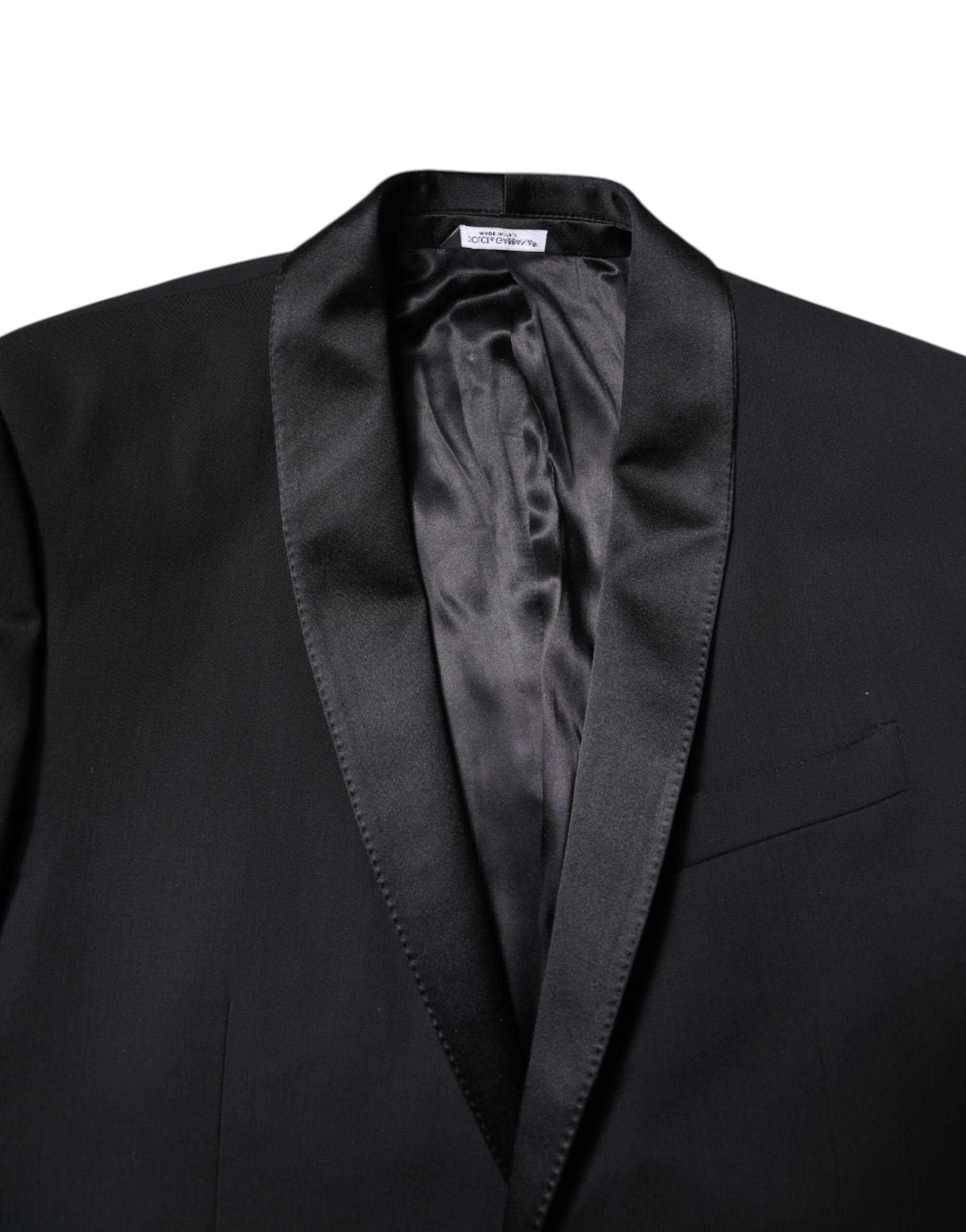 Traje de dos piezas de lana de botonadura sencilla de Dolce & Gabbana en color negro-5