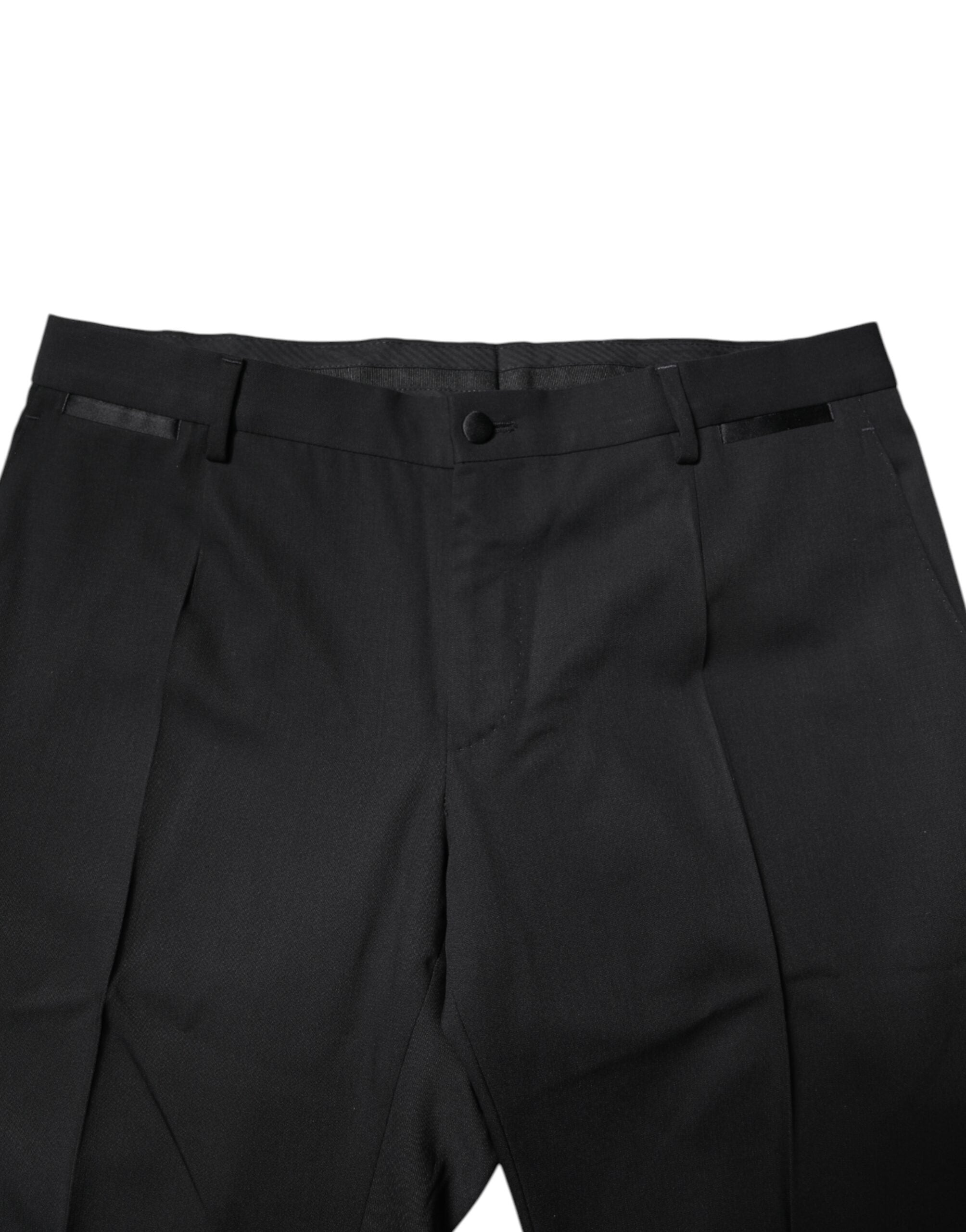 Traje de dos piezas de lana de botonadura sencilla de Dolce & Gabbana en color negro-6