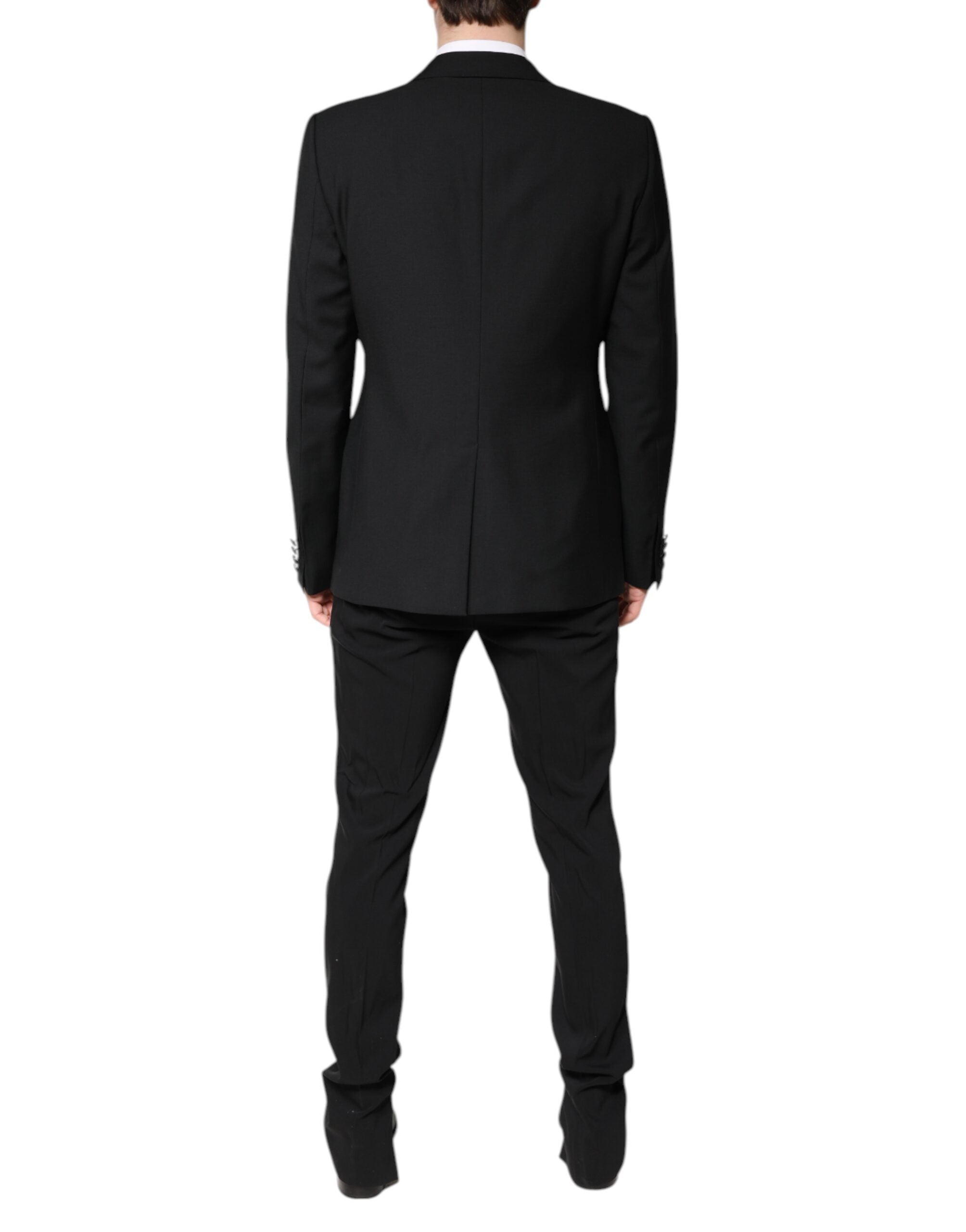 Dolce & Gabbana Schwarzer einreihiger 2-teiliger Anzug aus Wolle-4