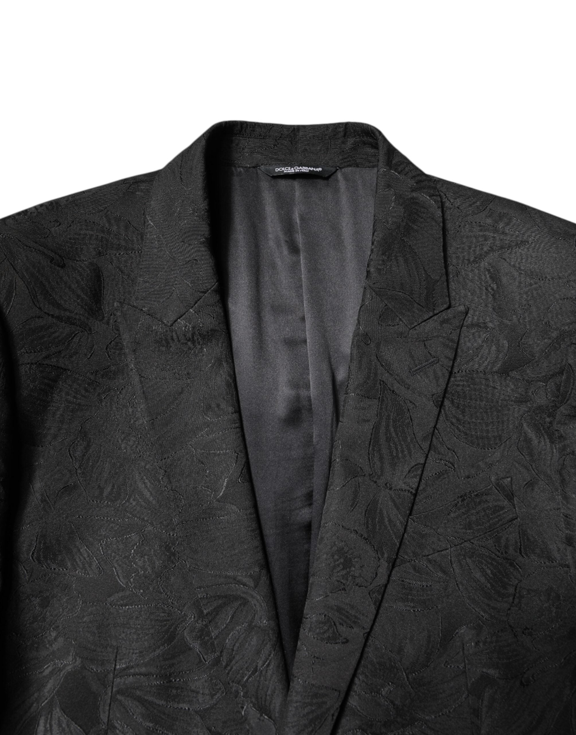 Dolce & Gabbana Black Polyester Jacquard Suit with Floral Pattern, 2 Pieces-5
