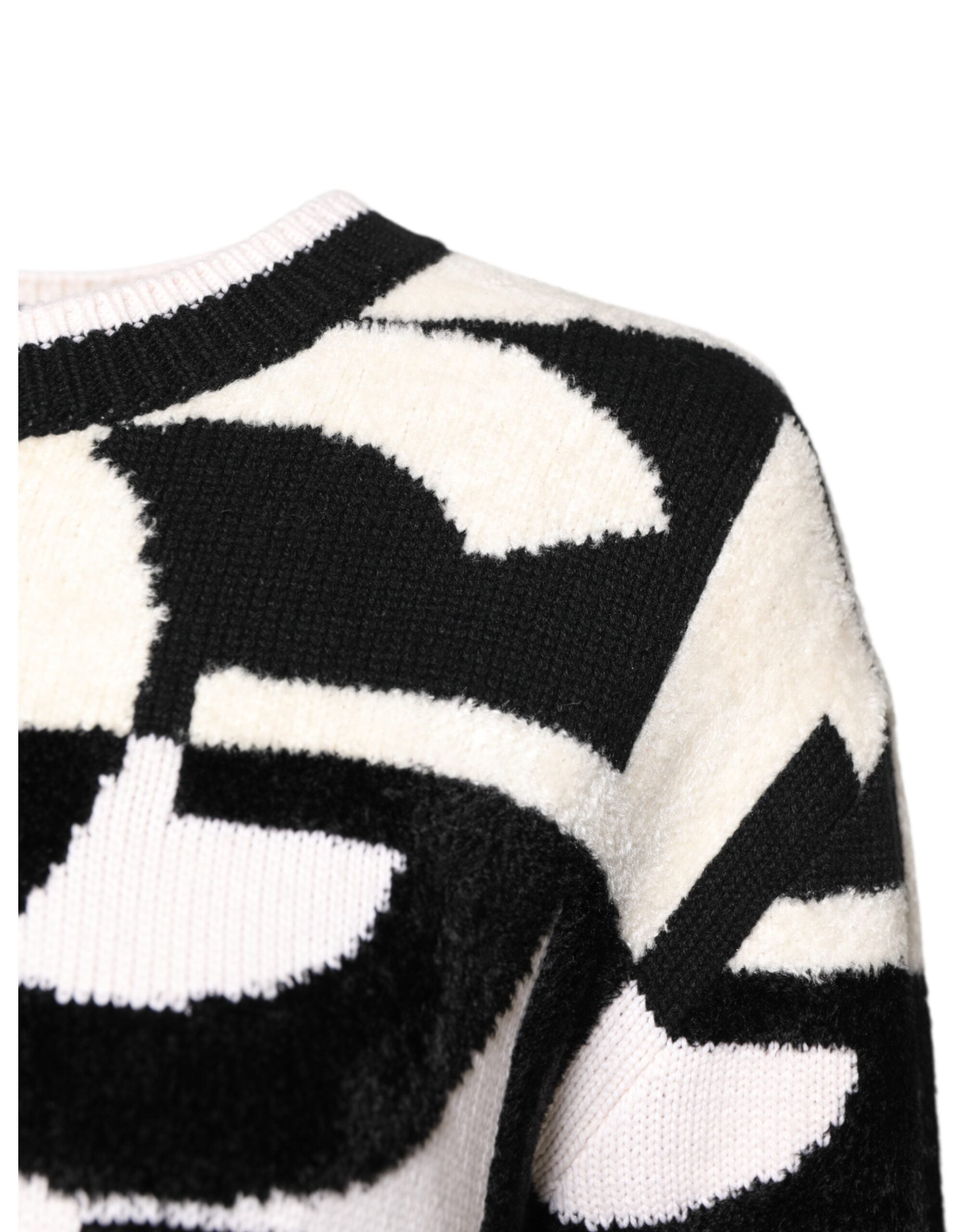 Suéter Dolce & Gabbana con estampado de logotipo en blanco y negro para mujer-3